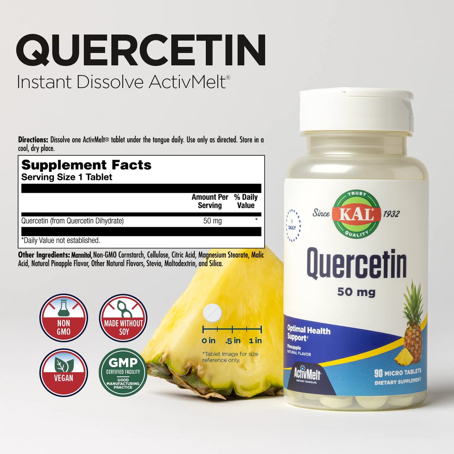 KAL Quercetin ActivMelt Tablets 90 Count