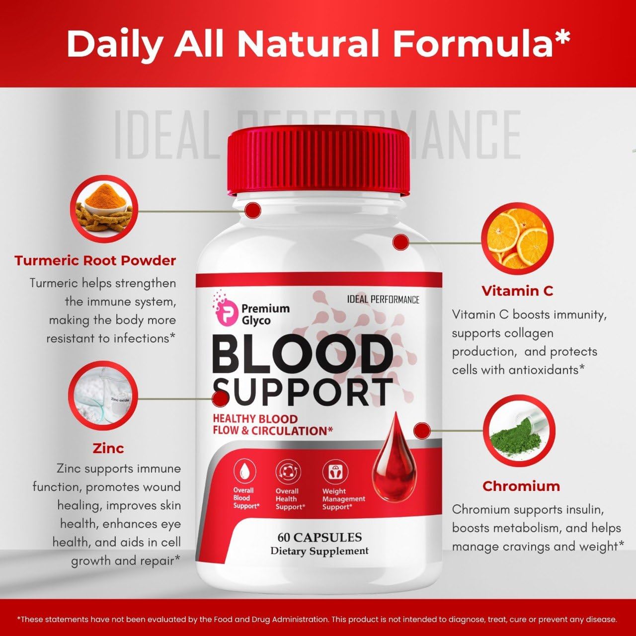 IDEAL PERFORMANCE Premium Glyco Advanced Blood Formula, 300 Capsules