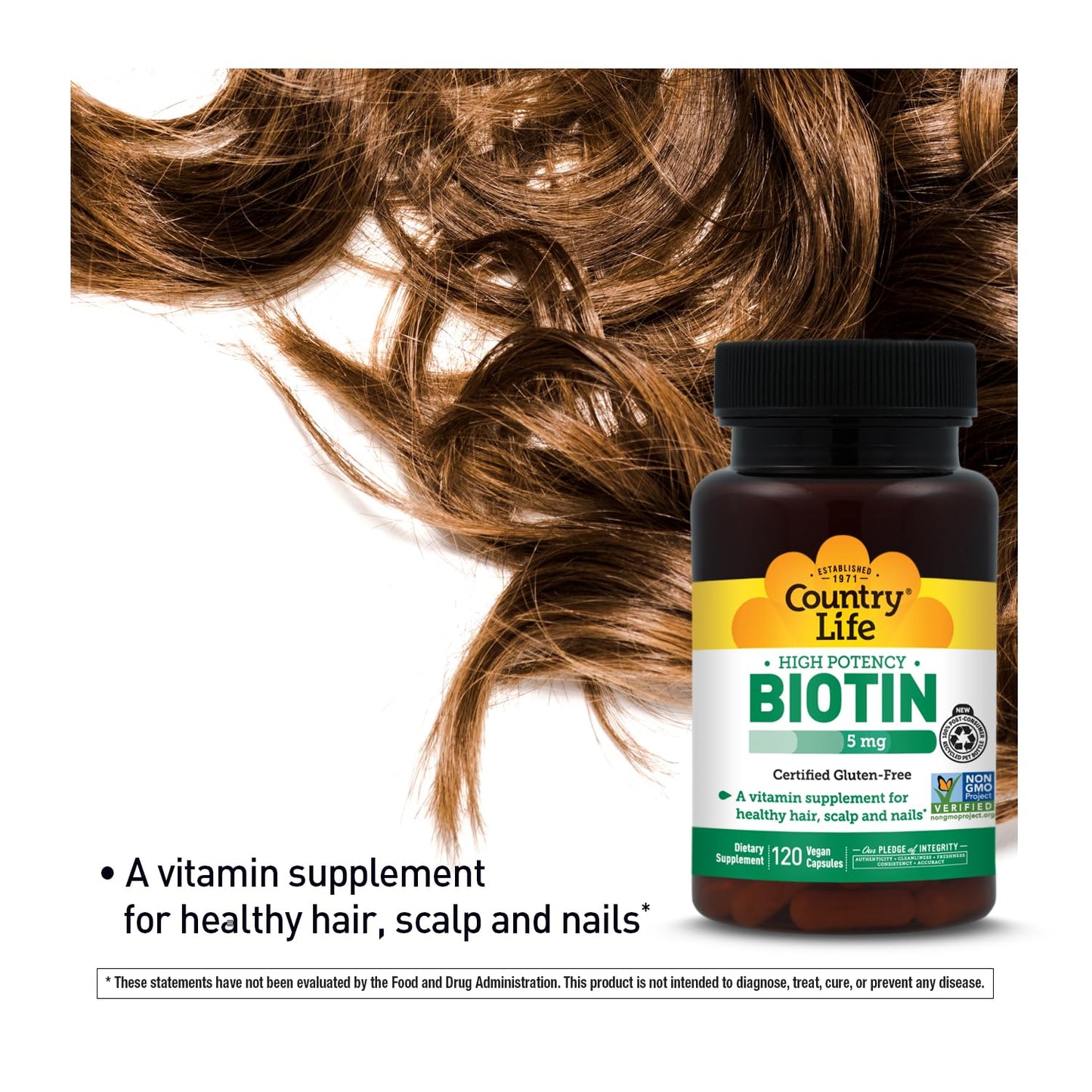 Country Life Biotin 5 mg Capsule, 120 Count