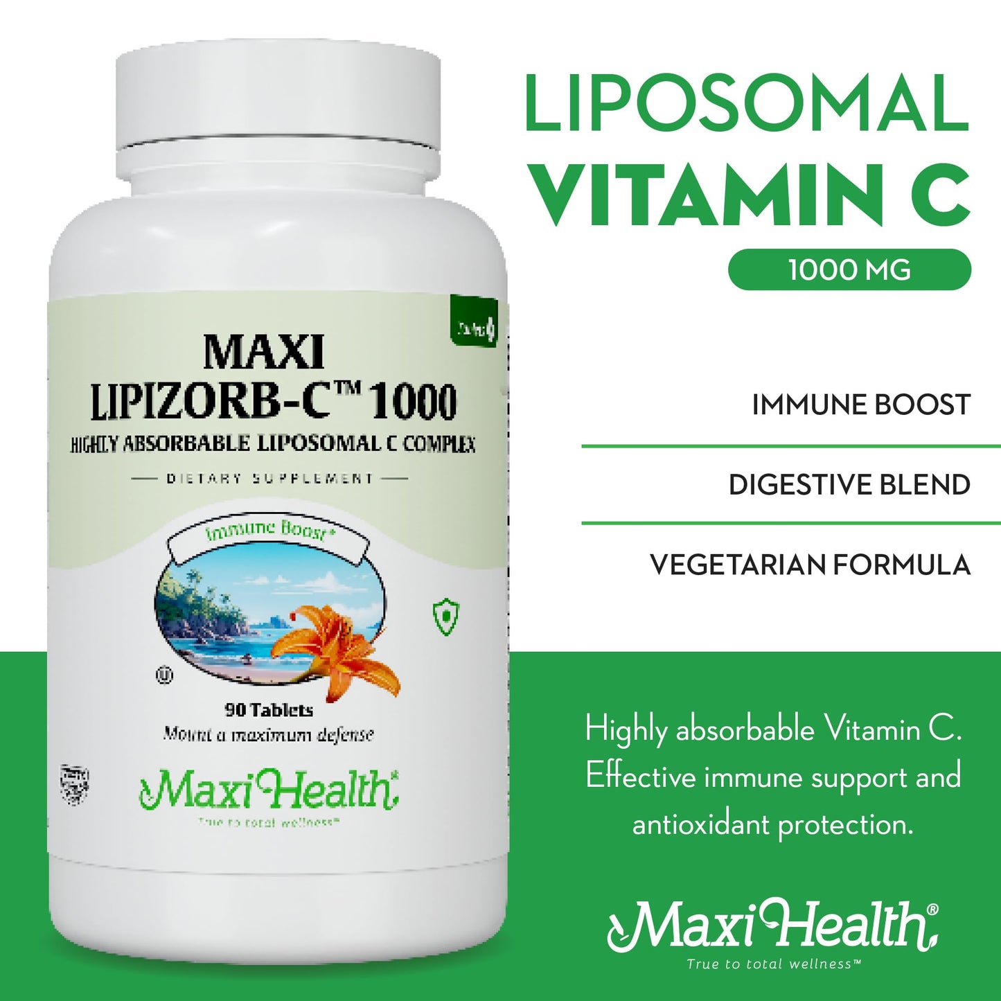 Maxi Health Liposomal Vitamin C 1000mg Capsules, 90 Count