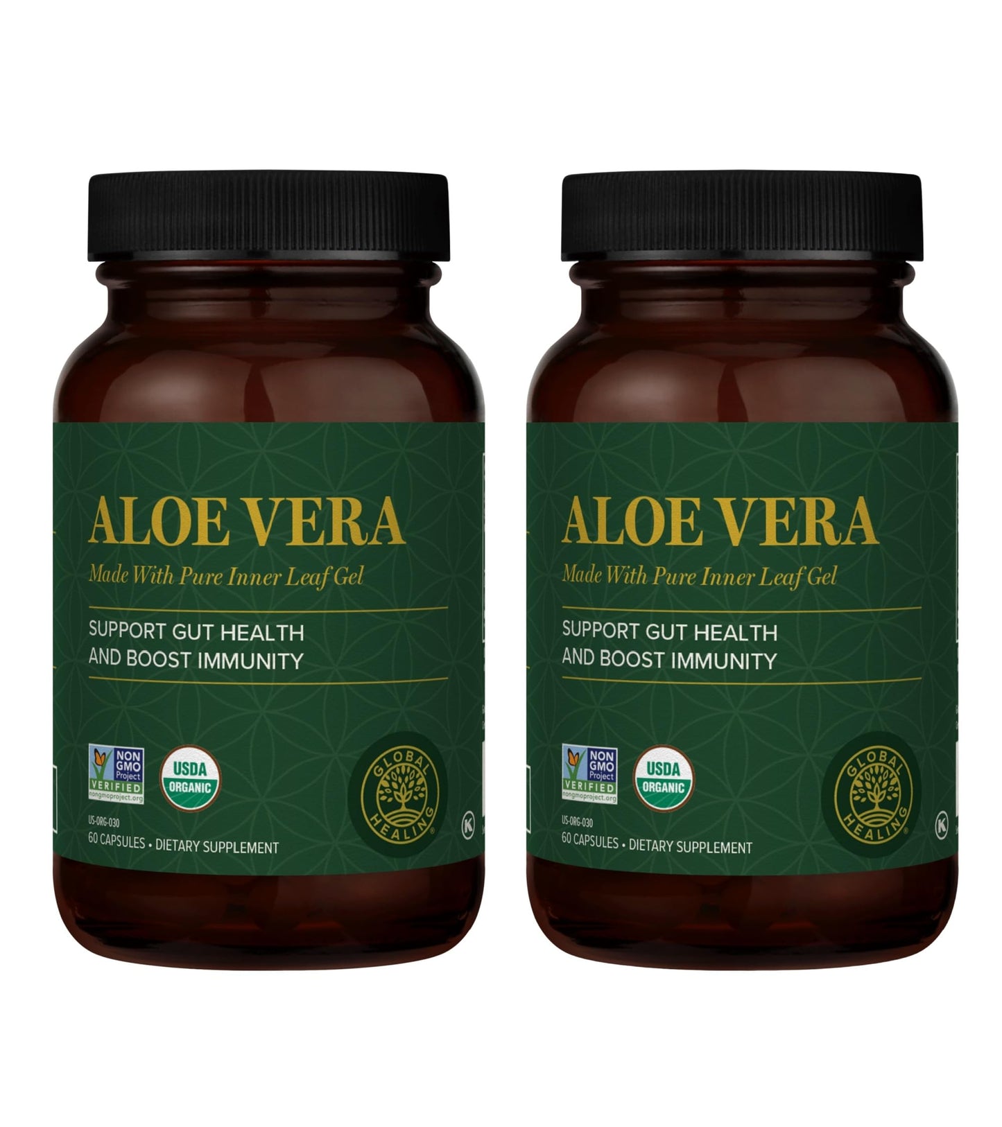 Global Healing Center Aloe Vera Bio-Active Organic Leaf Supplement 60 Capsules