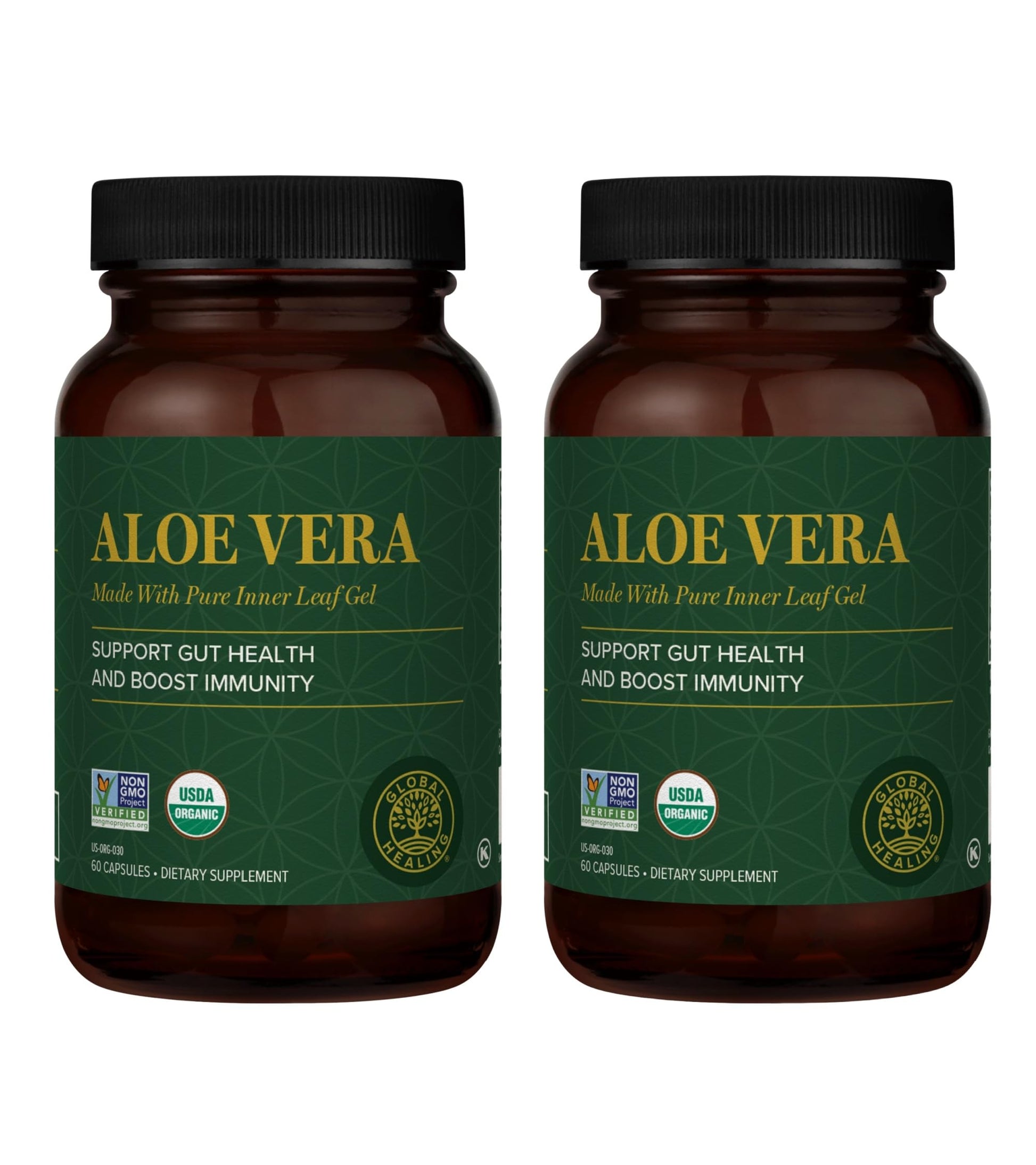 Global Healing Center Aloe Vera Bio-Active Organic Leaf Supplement 200x Concentrate Capsule, 60 Capsules