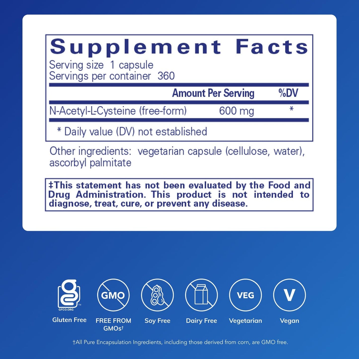 Pure Encapsulations NAC 600 mg, 360 Capsules