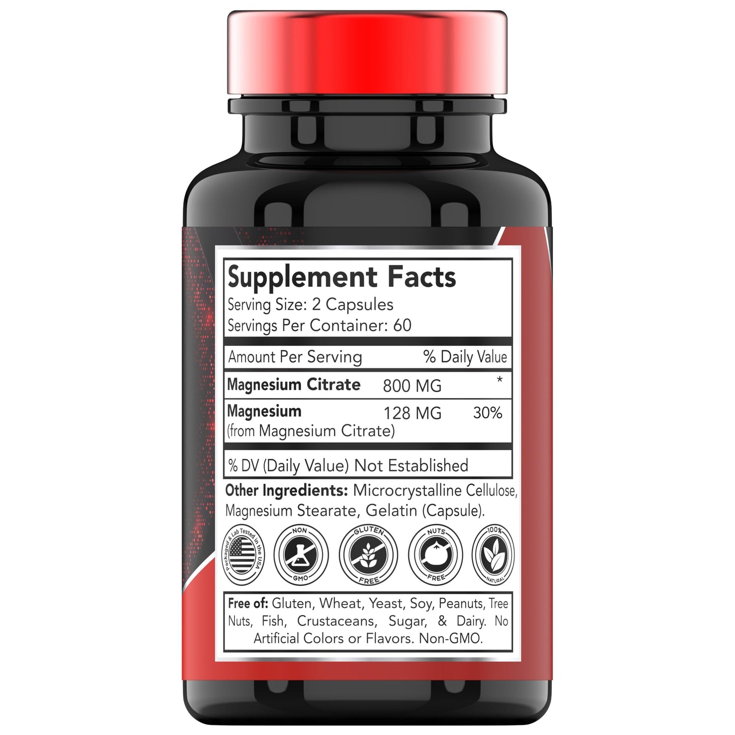 TNVitamins Magnesium Citrate 800 mg Capsules, 120 Count