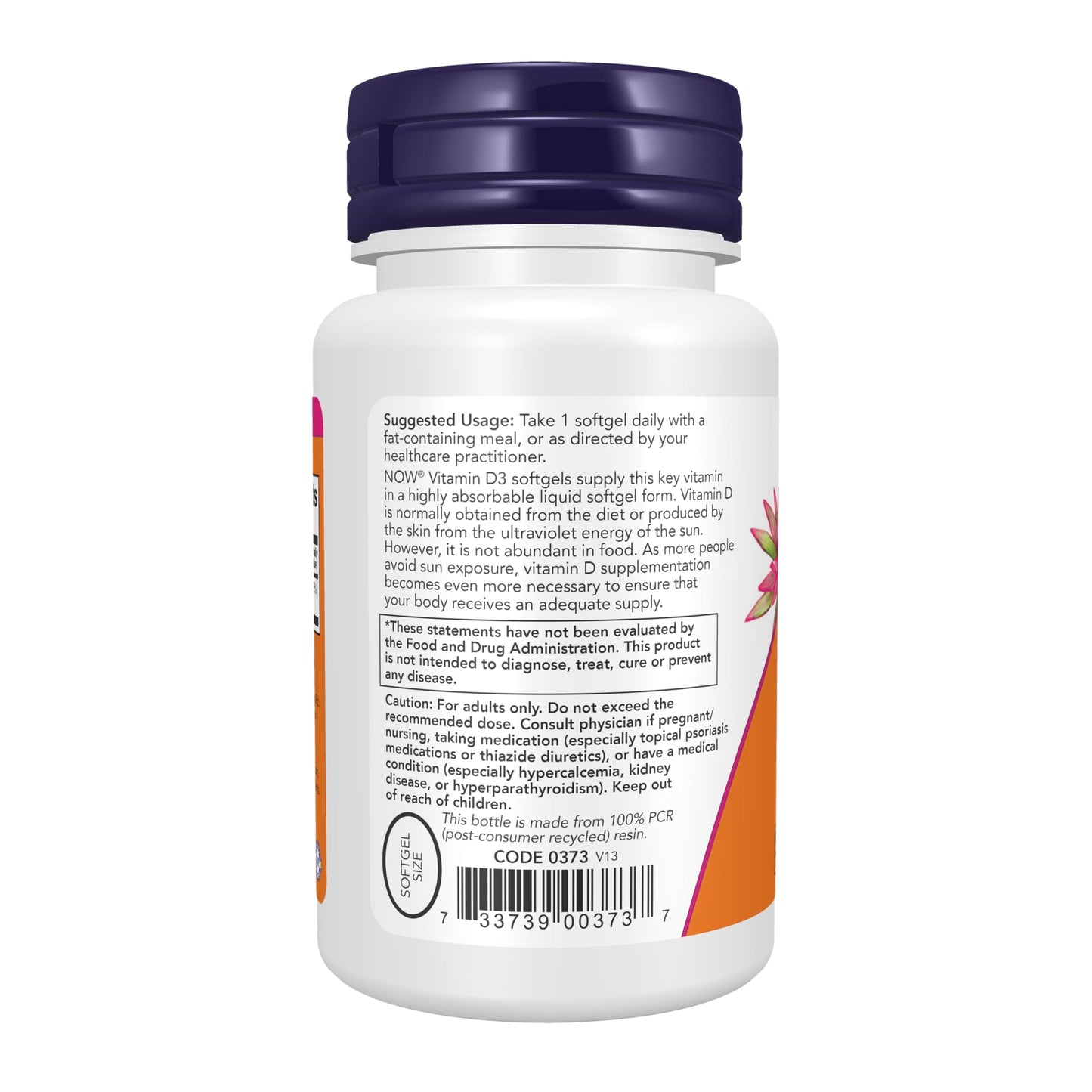 NOW Foods Vitamin D-3 5,000 IU High Potency Structural Support Softgels, 240 Softgels