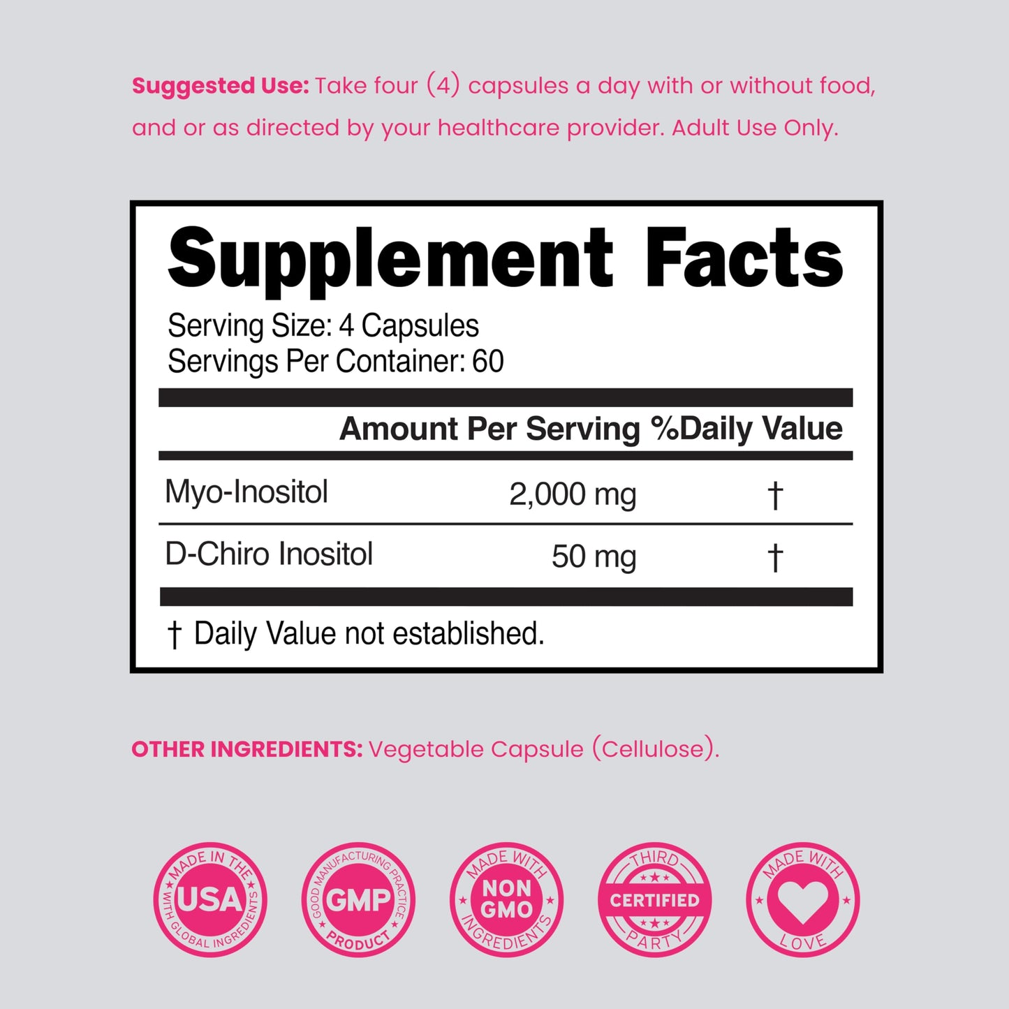 Dorado Nutrition Myo-Inositol & D-Chiro Inositol Supplement for Women, 240 Capsules