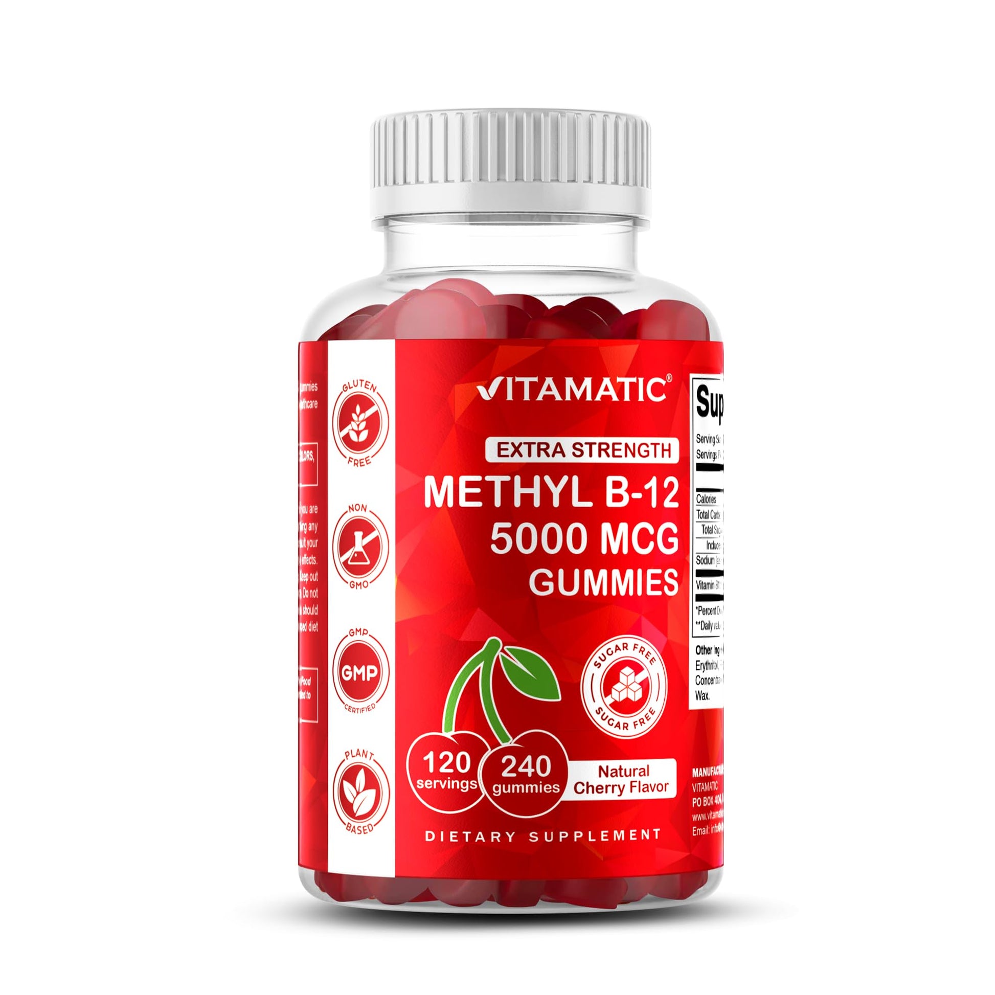 Vitamatic Extra Strength Vitamin B12 5000 mcg (Methyl B12) Gummies, 240 Count