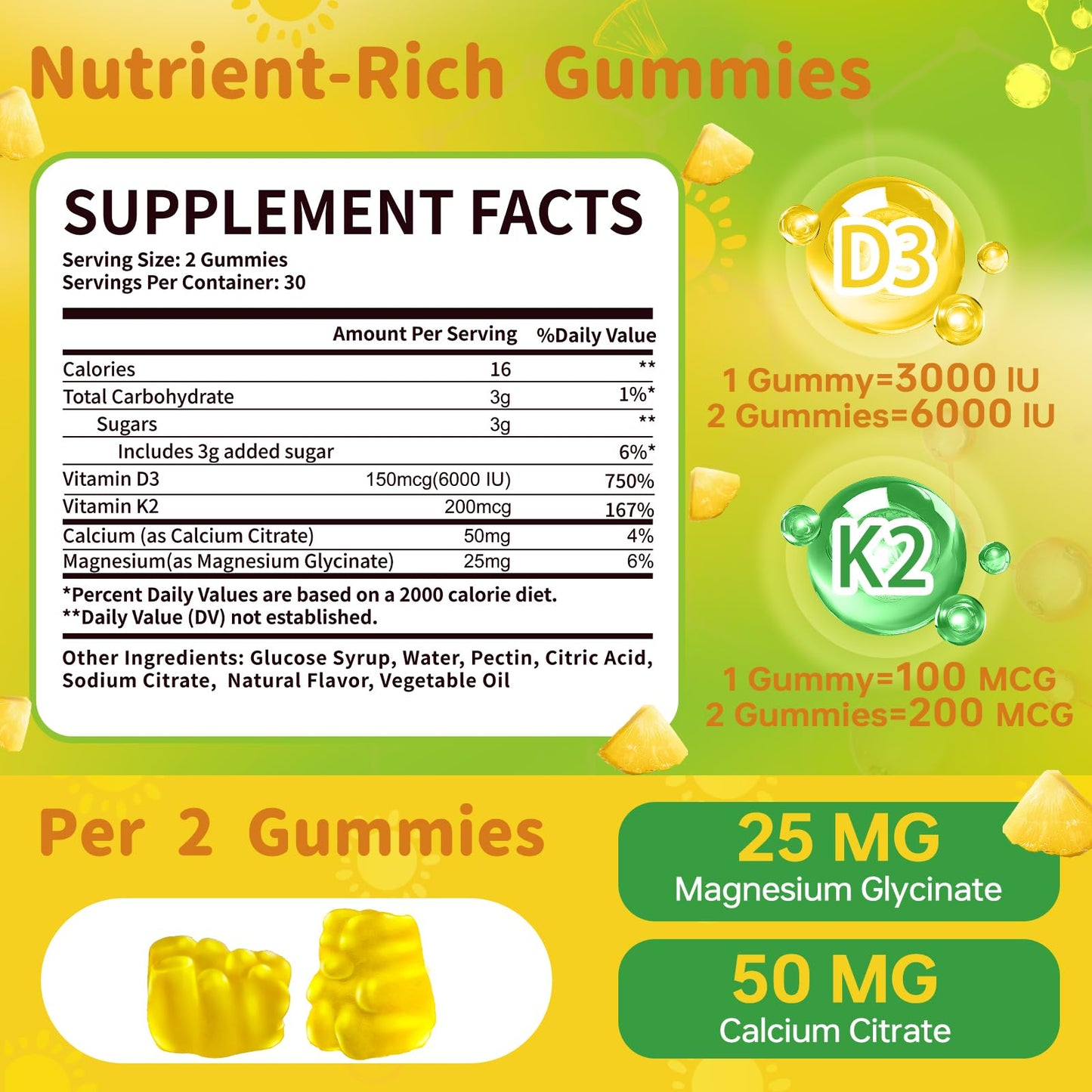 esverco Vitamin D3 K2 Gummies, 60 Count