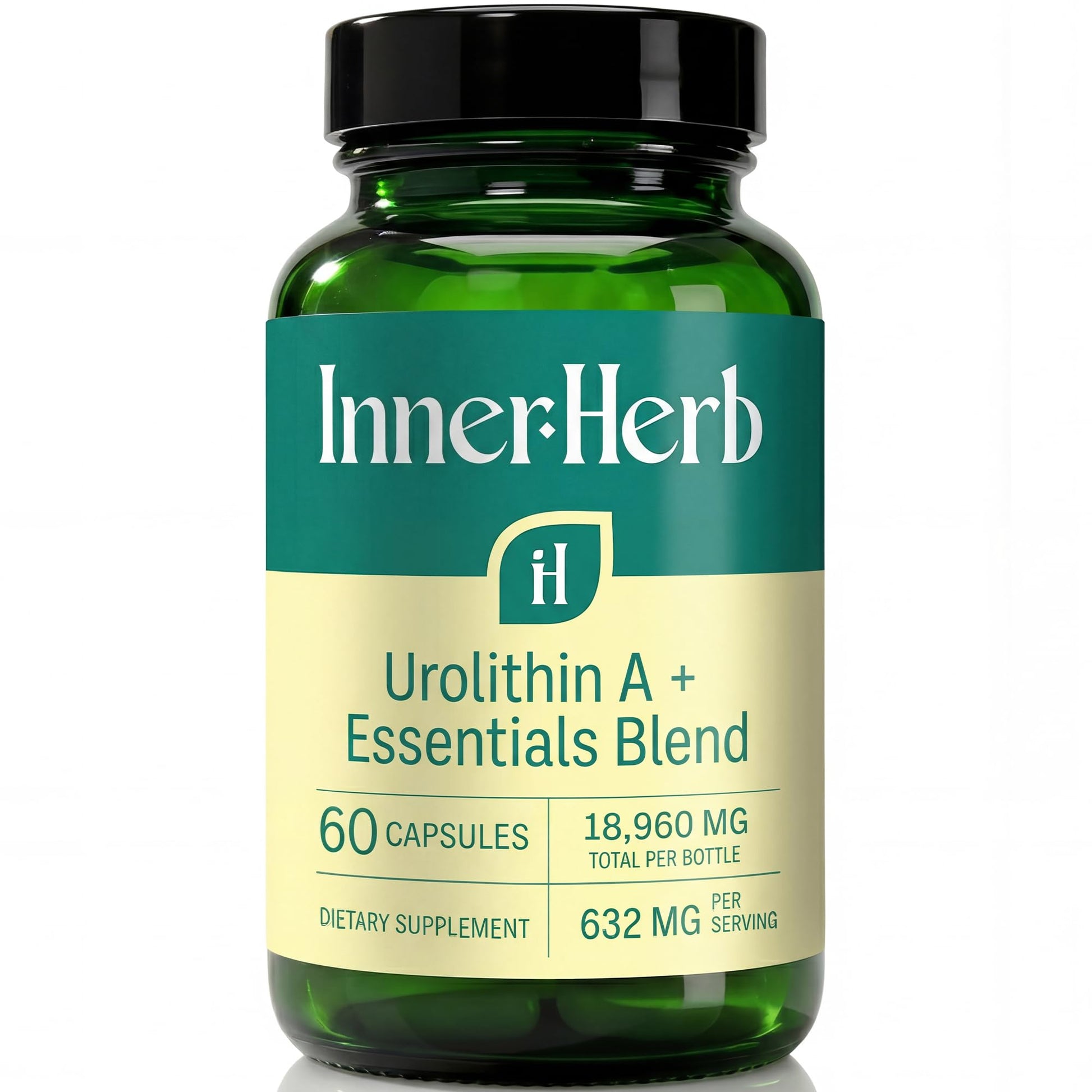 InnerHerb Urolithin A 632mg with NMN, NR, PQQ & Magnesium Bisglycinate, Mitochondrial & Cellular Energy Support, NAD+ Booster Supplement, 60 Vegan Capsules
