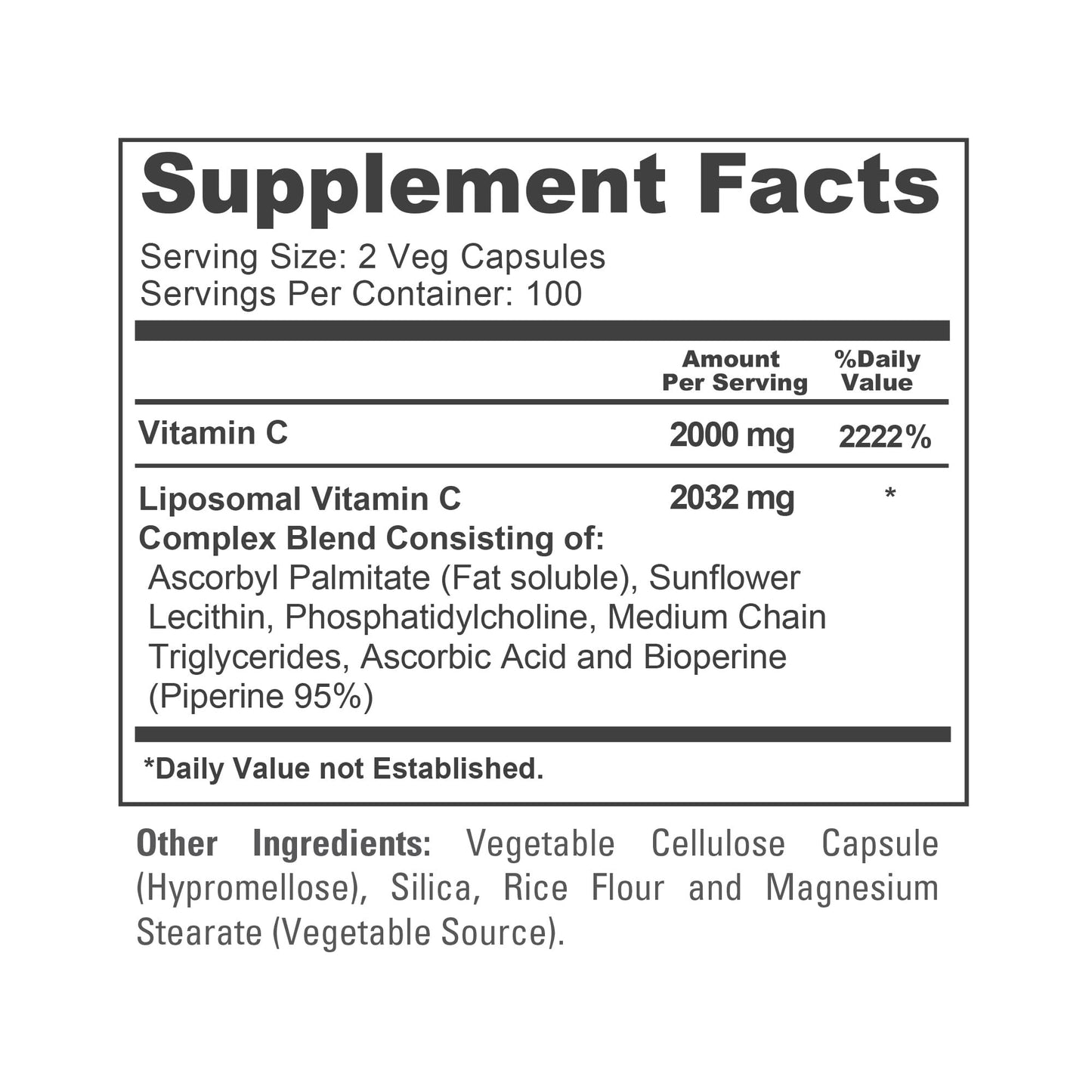 NusaPure Liposomal Vitamin C 2032mg Capsules, 200 Count