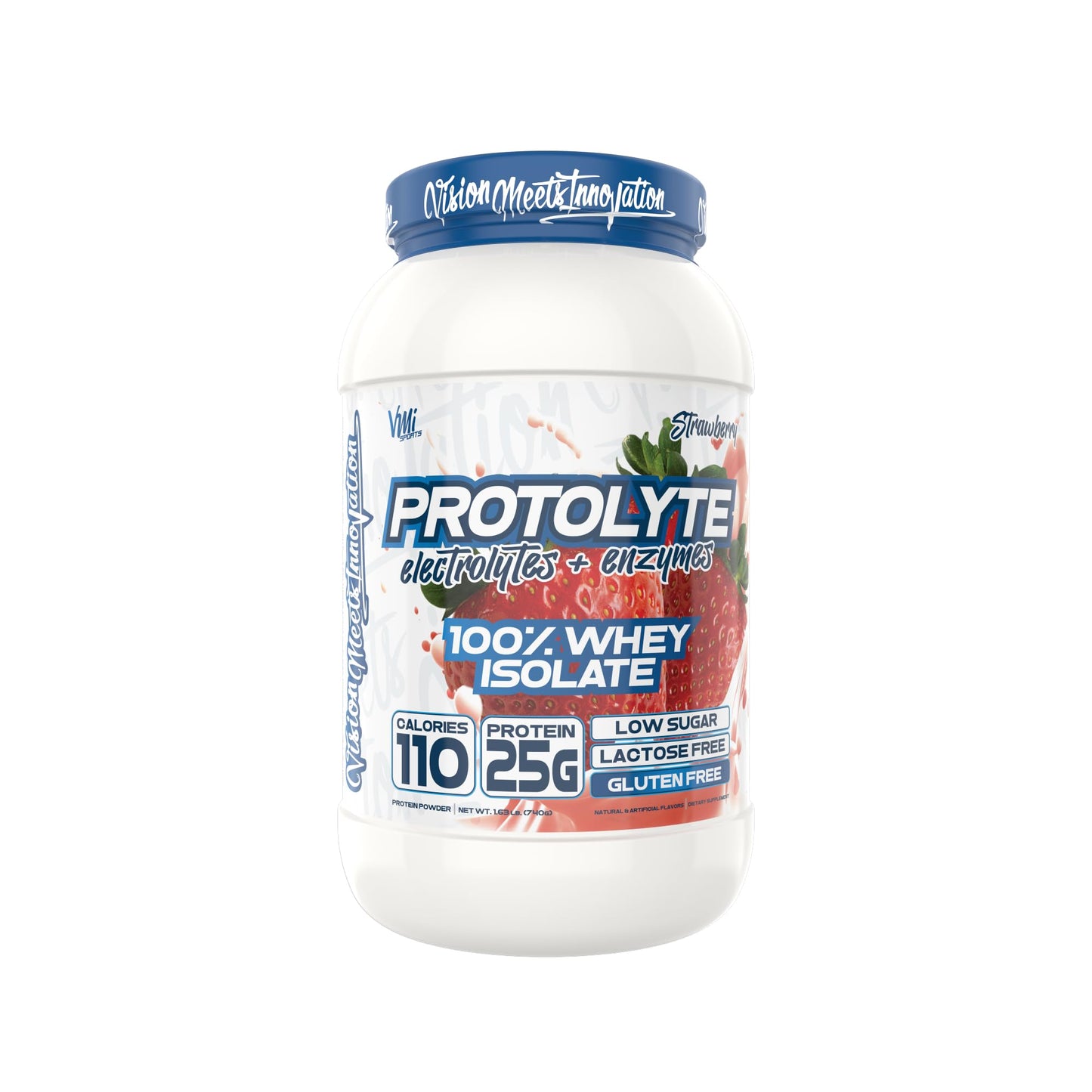 VMI Sports ProtoLyte Whey Isolate Protein Powder Strawberry 25.6 oz Non-GMO Digestive Enzymes Low Calorie