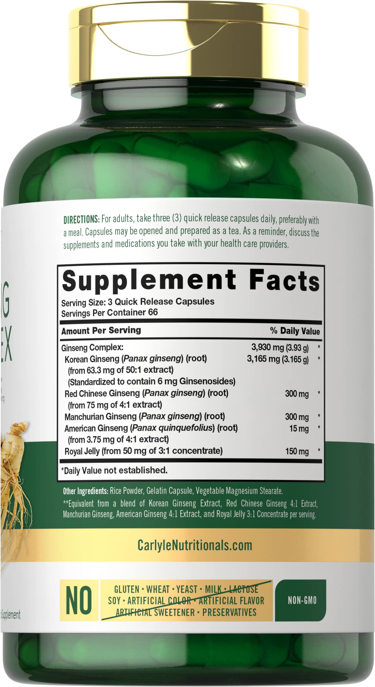 Carlyle Ginseng Complex Capsules, 200 Capsules