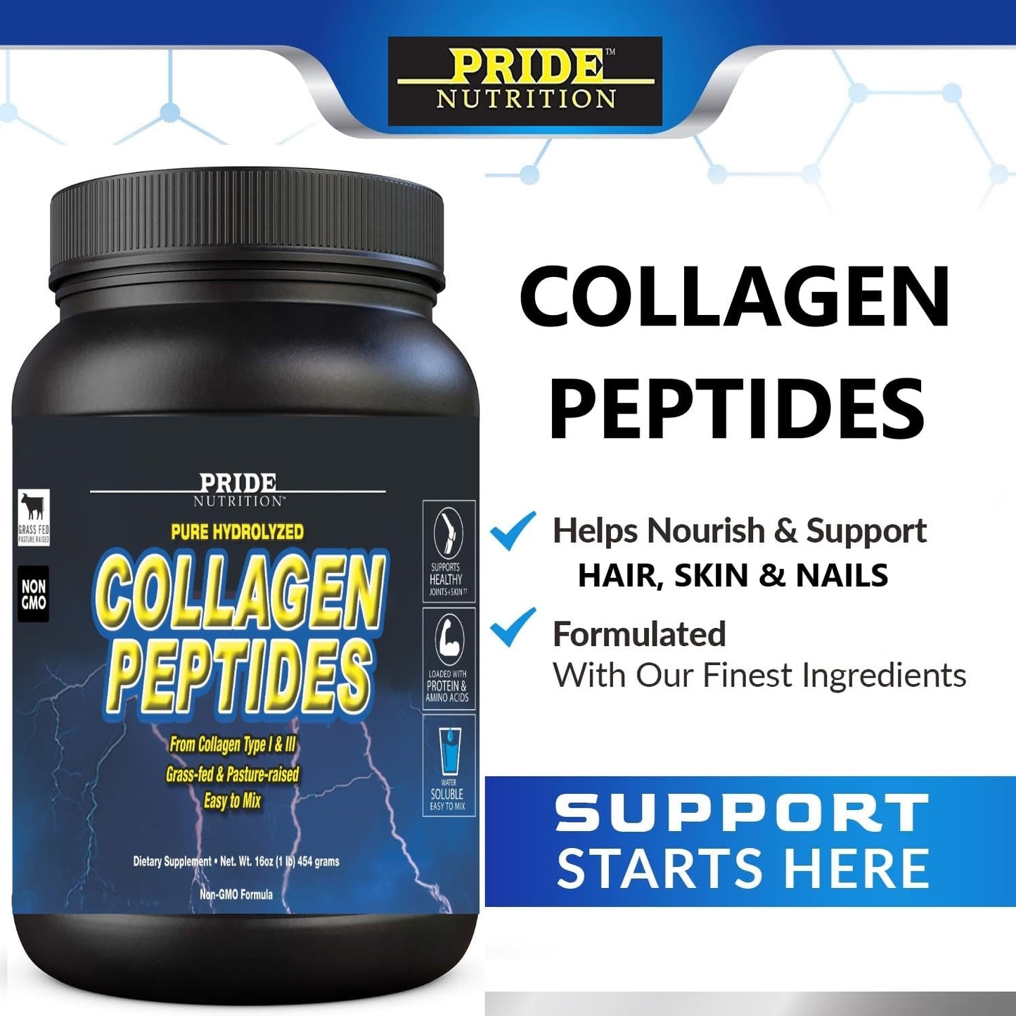 Pride Nutrition Collagen Peptides Powder 15.52 oz