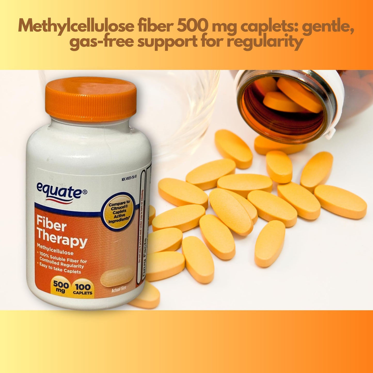 FUSION SHOP STORE Fiber Therapy Methylcellulose 500mg Capsules 100 Count