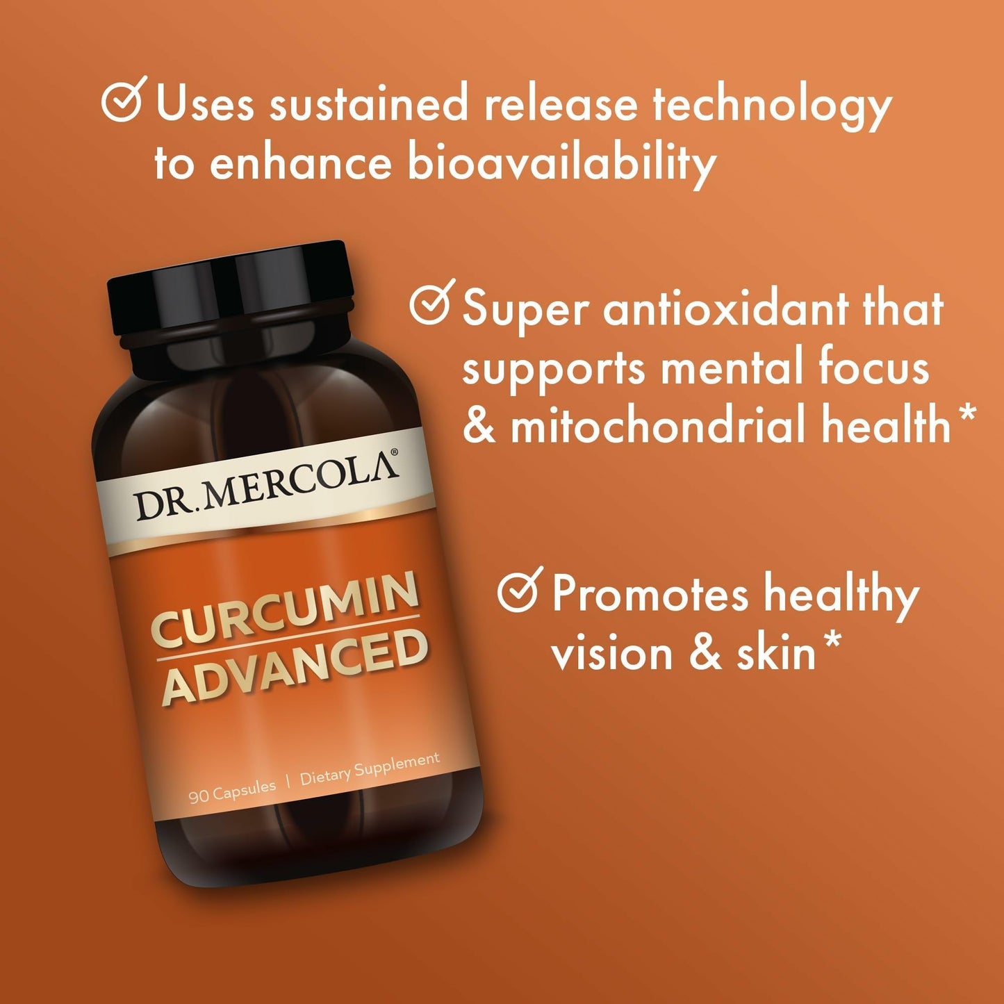 Dr. Mercola Curcumin Advanced 500 mg Curcumin Root Extract 95% Curcuminoids Capsules, 90 Count