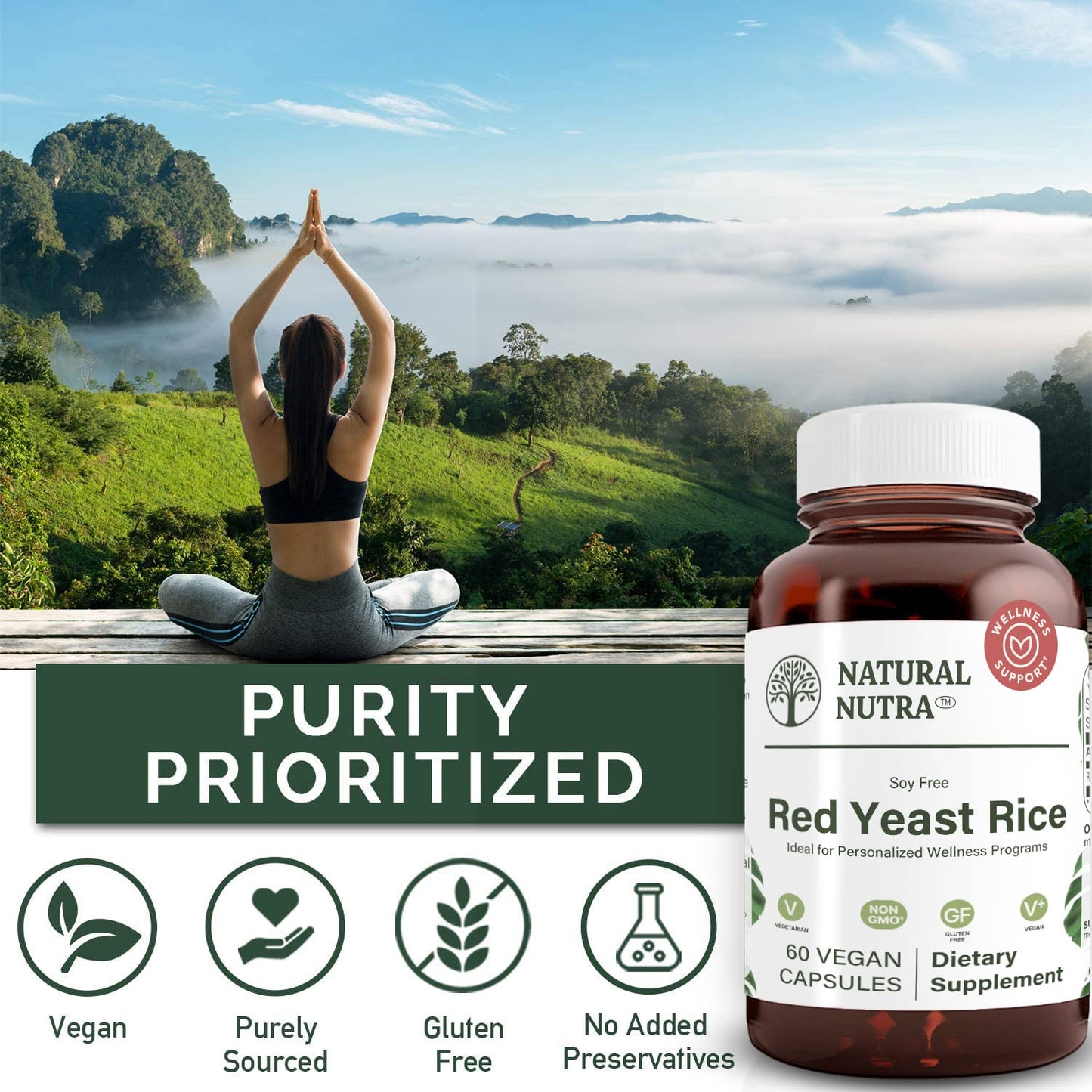 Natural Nutra Red Yeast Rice Extract Capsules, 60 Count