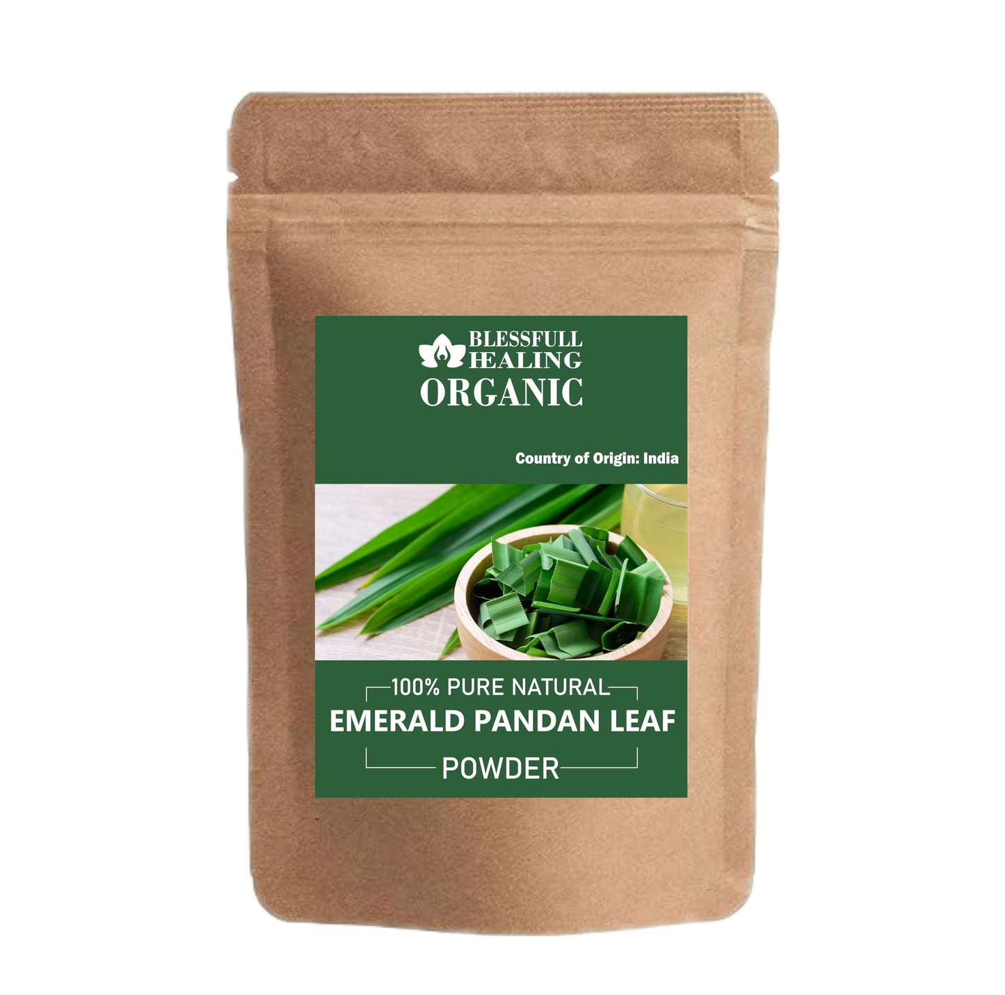 Blessfull Healing Organic Emerald Pandan Leaf Powder, 300 Gram