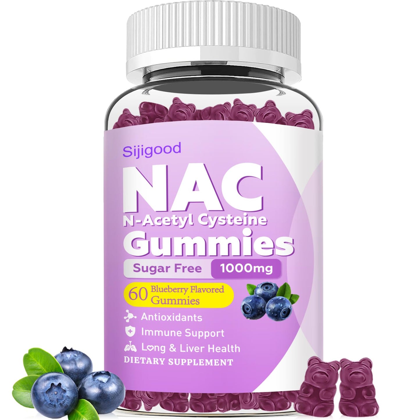 Sijigood Omega-3 Gummies & 1000mg NAC Gummies, 120 Count