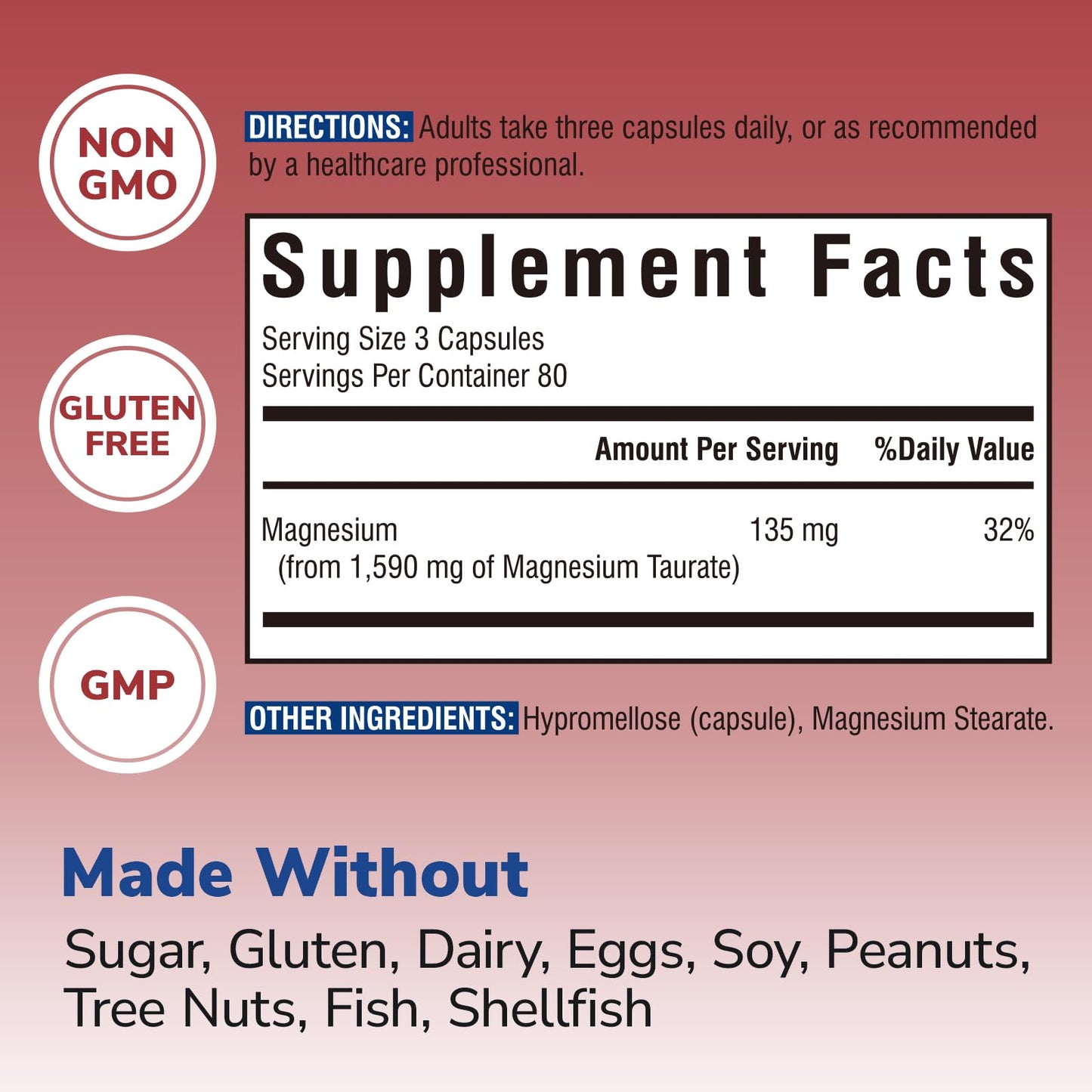 Vitalibre Magnesium Taurate 1600mg Capsule, 240 Capsules