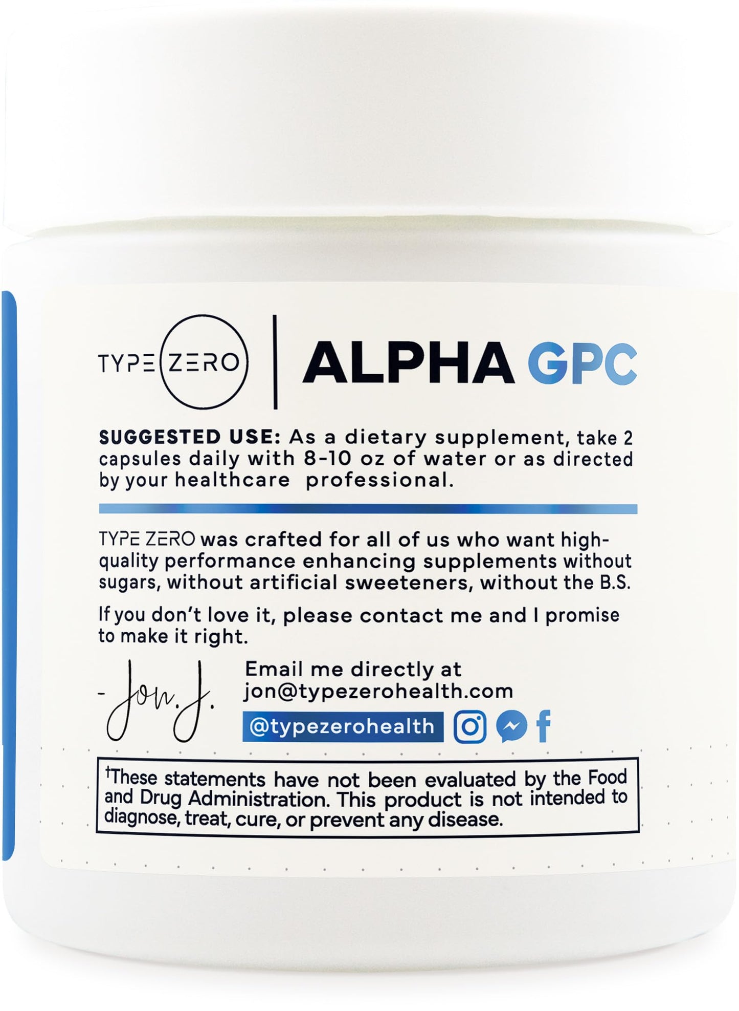 Type Zero Ultra Clean Alpha GPC Choline Supplement Capsule, 90 Capsules