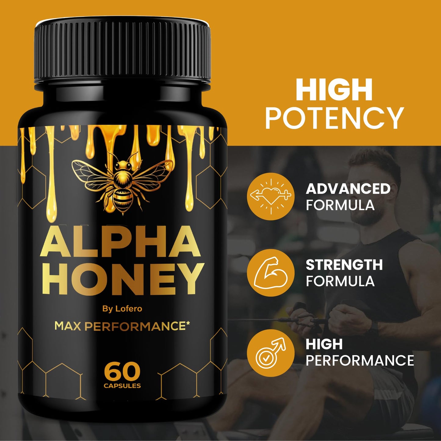 Lofero Alpha Honey Capsules - Advanced Maximum Strength AlphaHoney Performance Supplement for Men, 180 Capsules
