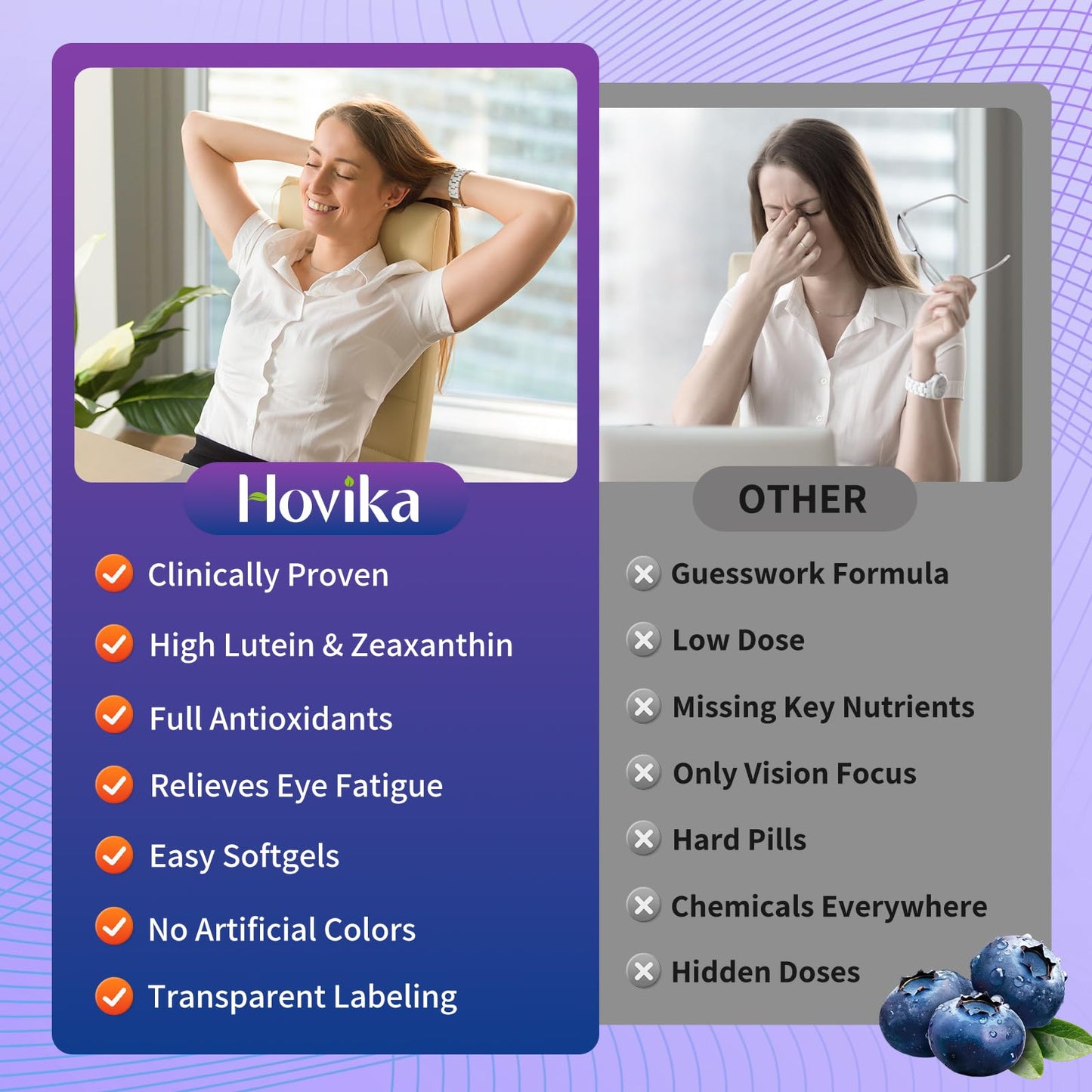 Hovika AREDS 2 Eye Vitamins and Mineral Supplement with Lutein, Astaxanthin, Zeaxanthin, Bilberry Extract, Omega-3, 240 Capsules