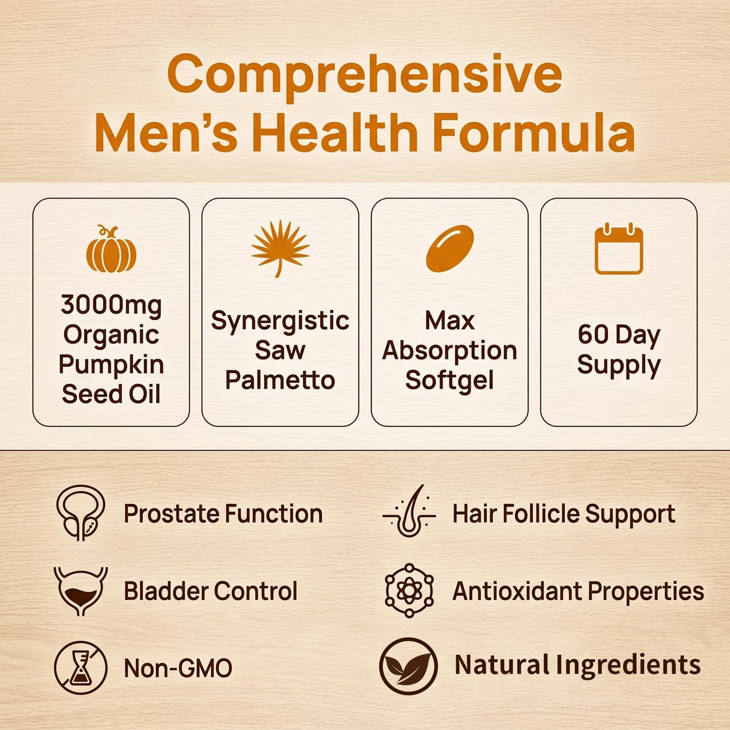 Everly Organic Pumpkin Seed Oil with Saw Palmetto Softgels, 60 Softgels