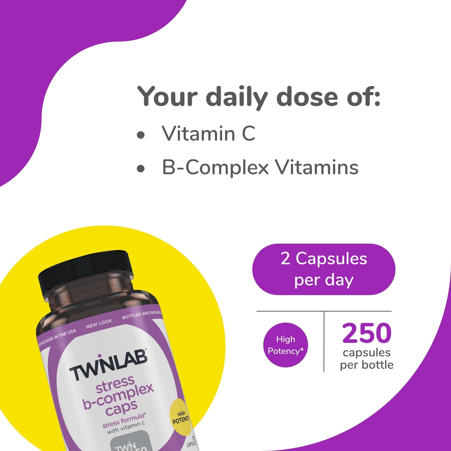 Twinlab Stress B-Complex Capsules, 250 Capsules