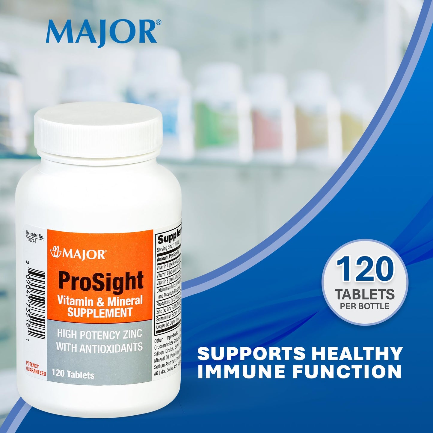 MAJOR ProSight Vitamin and Mineral Supplement Daily Multivitamin for Women and Men with High Potency Zinc and Antioxidants, 120 Tablets