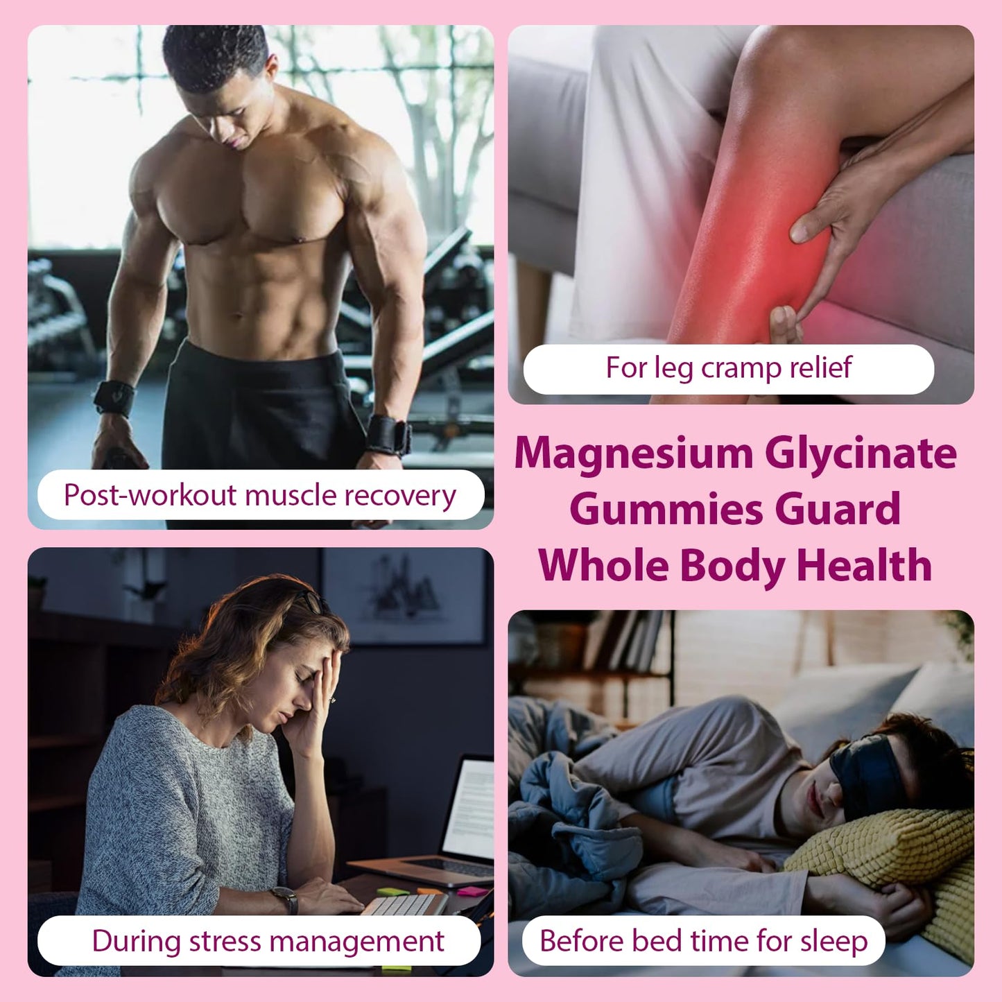 Fitfido Magnesium Glycinate Gummies 400mg, Sugar Free, 60 Count