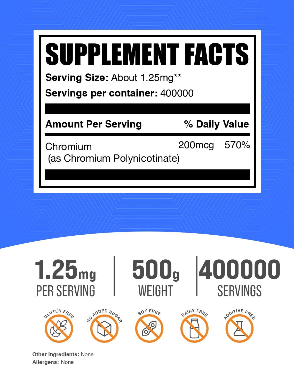 BulkSupplements Chromium GTF Powder - Chromium Polynicotinate, 17.64 oz