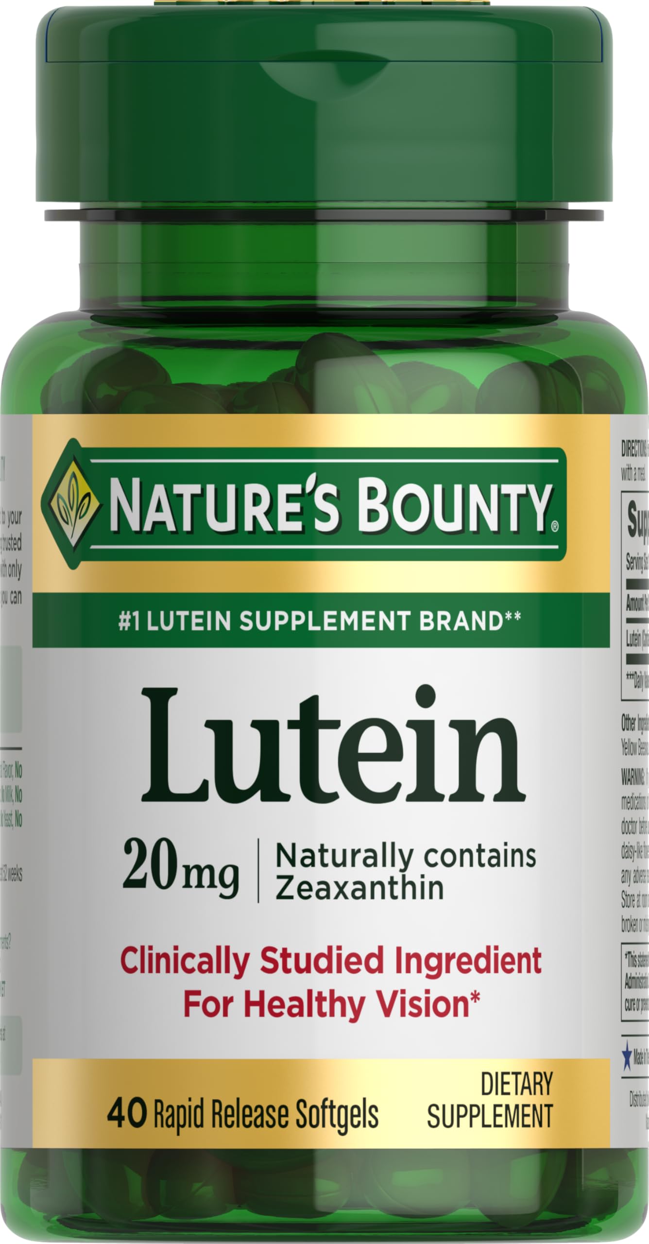 Nature's Bounty Lutein Softgels 40 Count