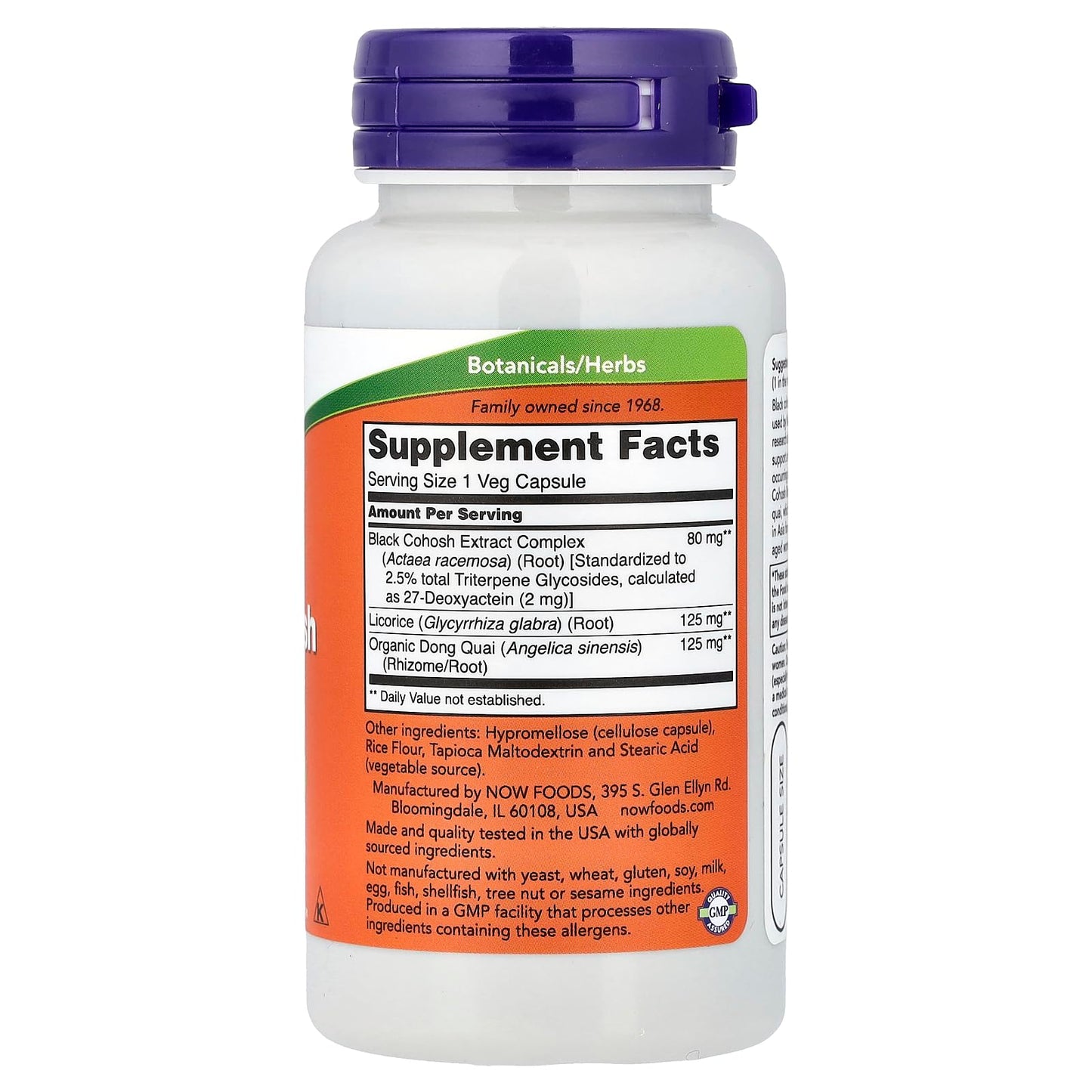 NOW Foods Black Cohosh 80 mg Capsule, 90 Count