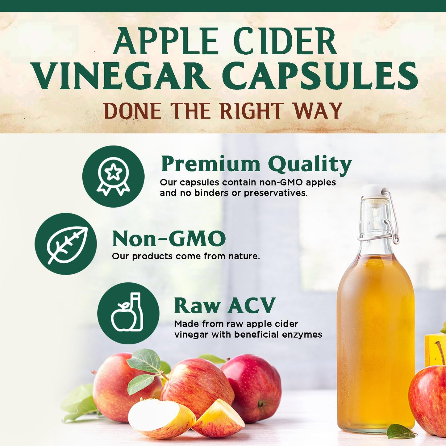 Nature's Nutrition Apple Cider Vinegar 1877mg per Serving Capsules 120 Count