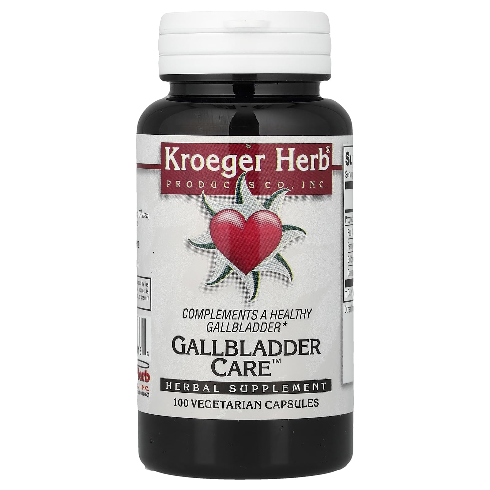 Kroeger Herb Products Gallbladder Care Vegetarian Capsules, 100 Count