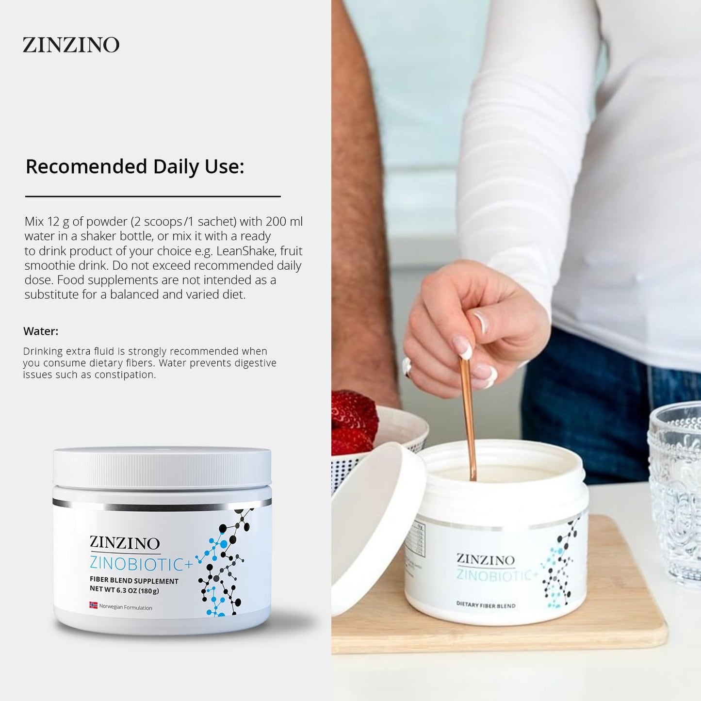 ZINZINO ZinoBiotic+ Fiber Blend Powder 6.3 oz