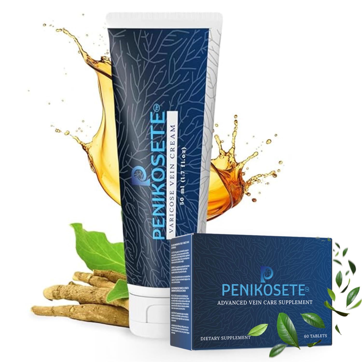 PENIKOSETE Leg Duo - Botanical Cream & Herbal Tablets for Circulation Support, Vitality, and Wellness - Ashwagandha Formula for Promoting Healthy Leg Function, 60 Tablets