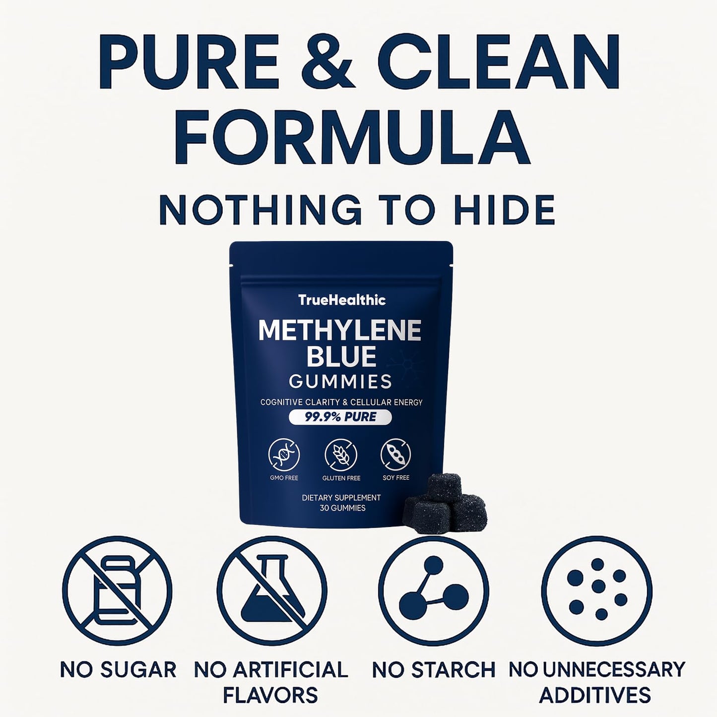 TRUEHEALTHIC Methylene Blue Gummies, 30 Gummies