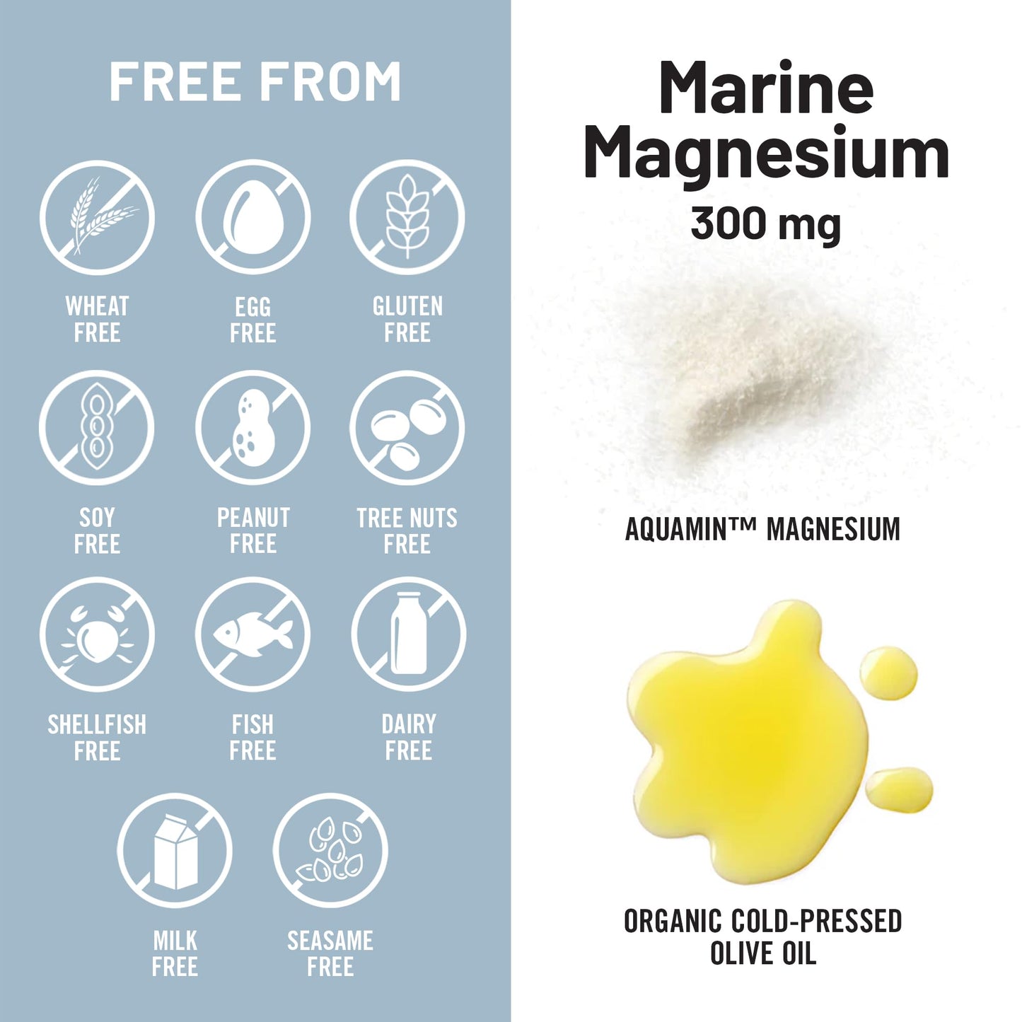 NatureWise High Absorption Marine Magnesium Supplement 300mg Softgels, 90 Count