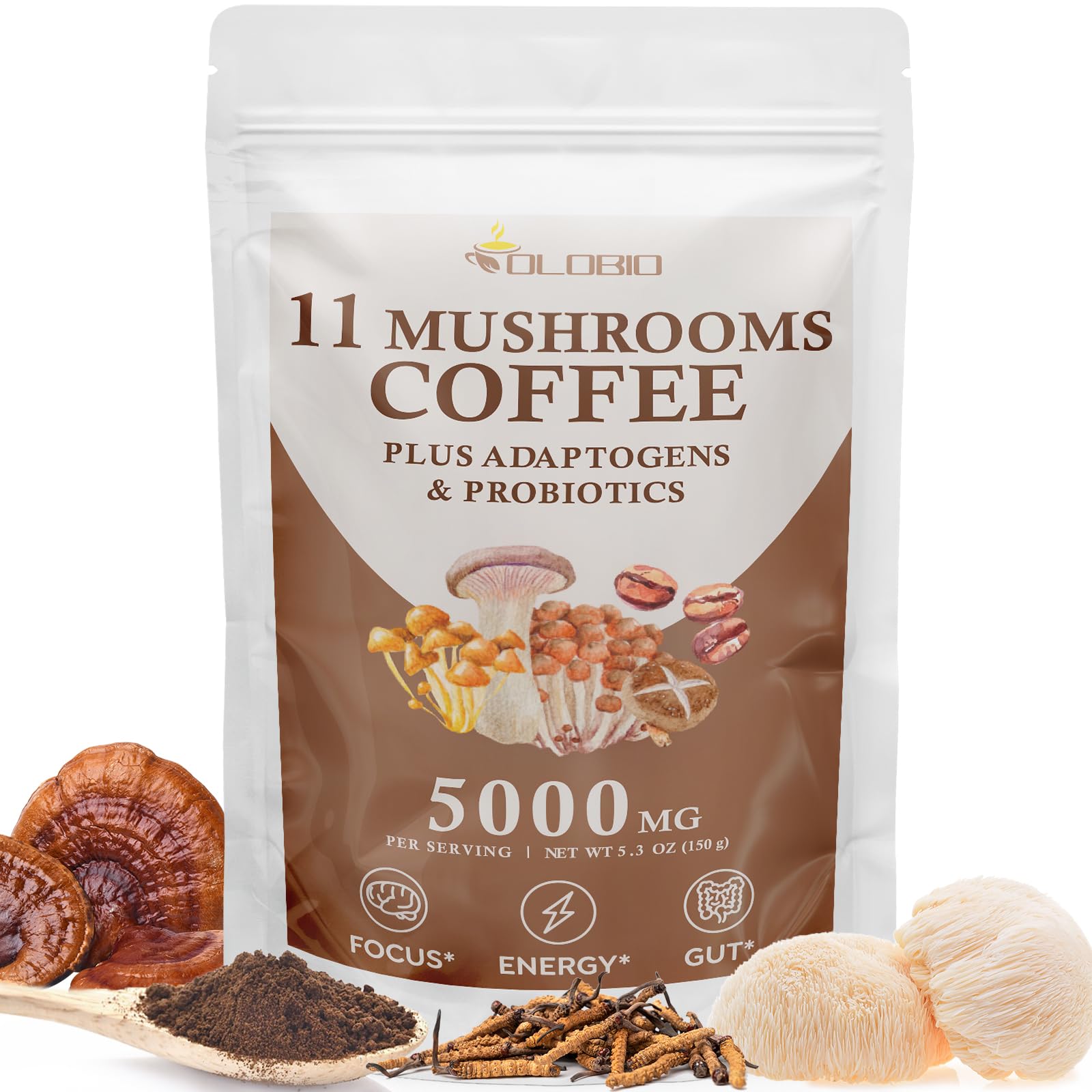 OLOBIO Mushroom Coffee Powder 5.3 oz