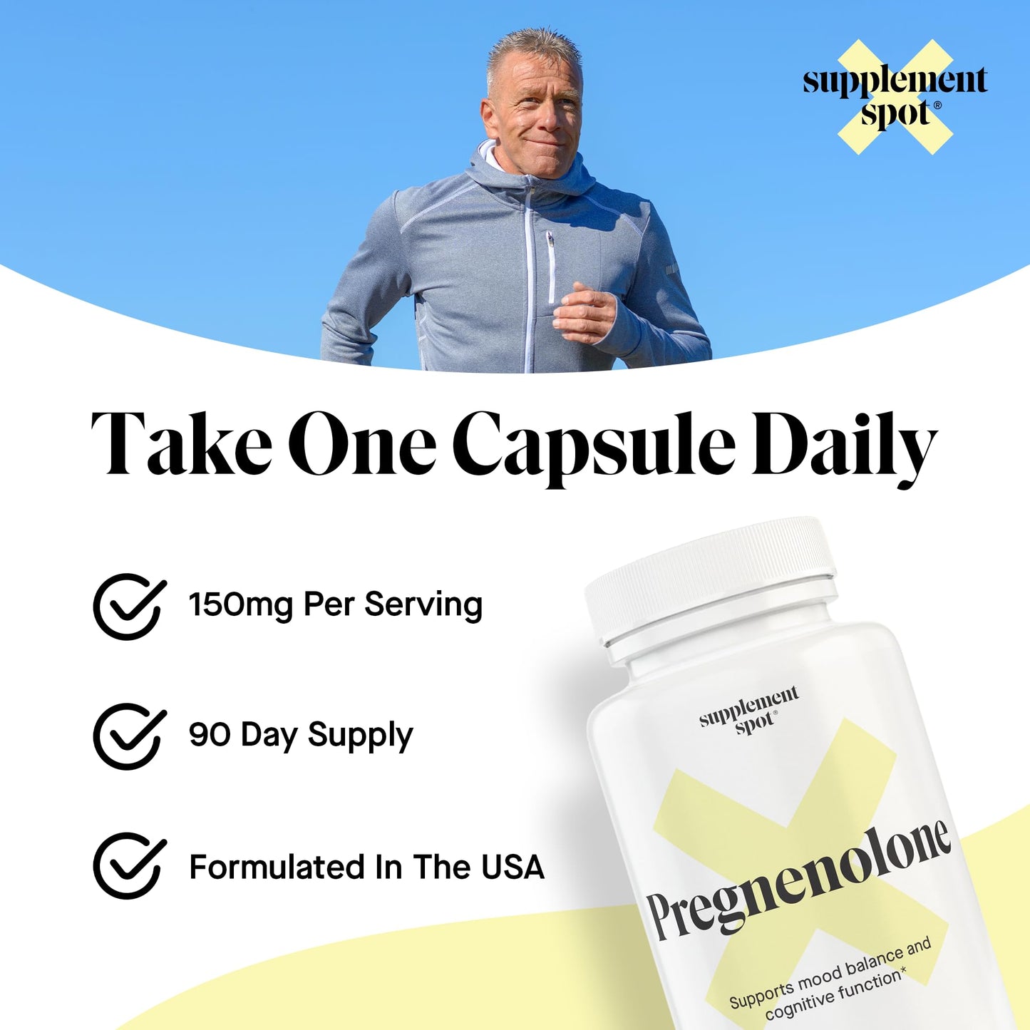 Supplement Spot Pregnenolone 150 mg Energy Supplement Capsule 90