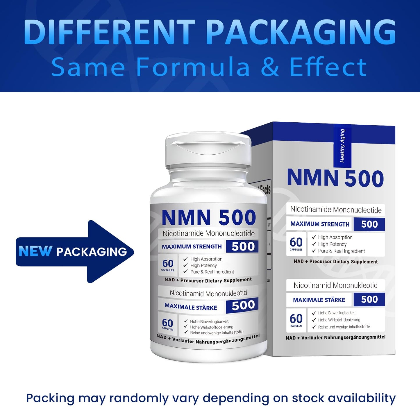 CFUKING NMN 500mg Nicotinamide Mononucleotide Veggie Capsules, 60 Capsules