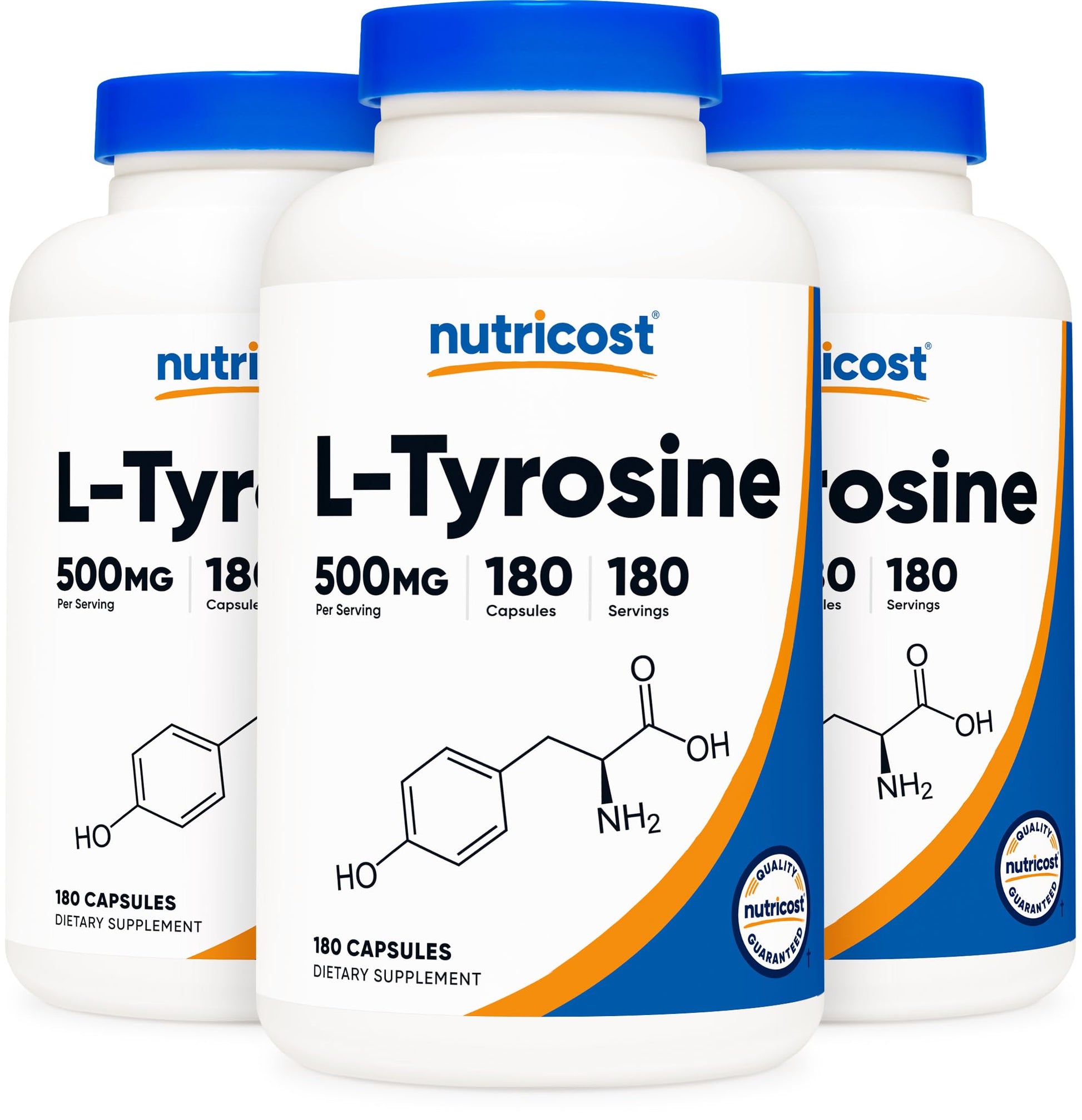 Nutricost L-Tyrosine 500mg Capsules, 3 Bottles