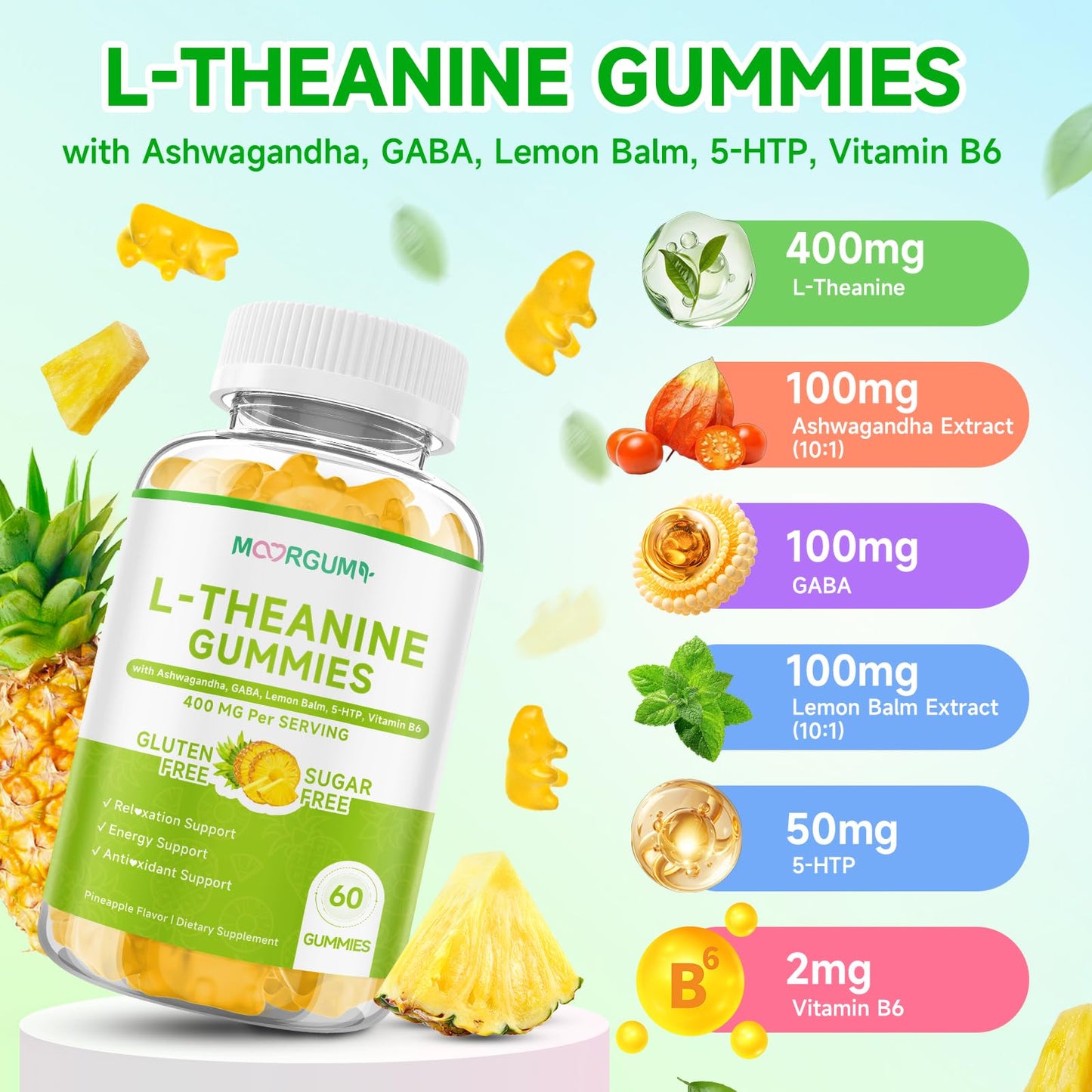 MOORGUMY L-Theanine Gummies 60 Count
