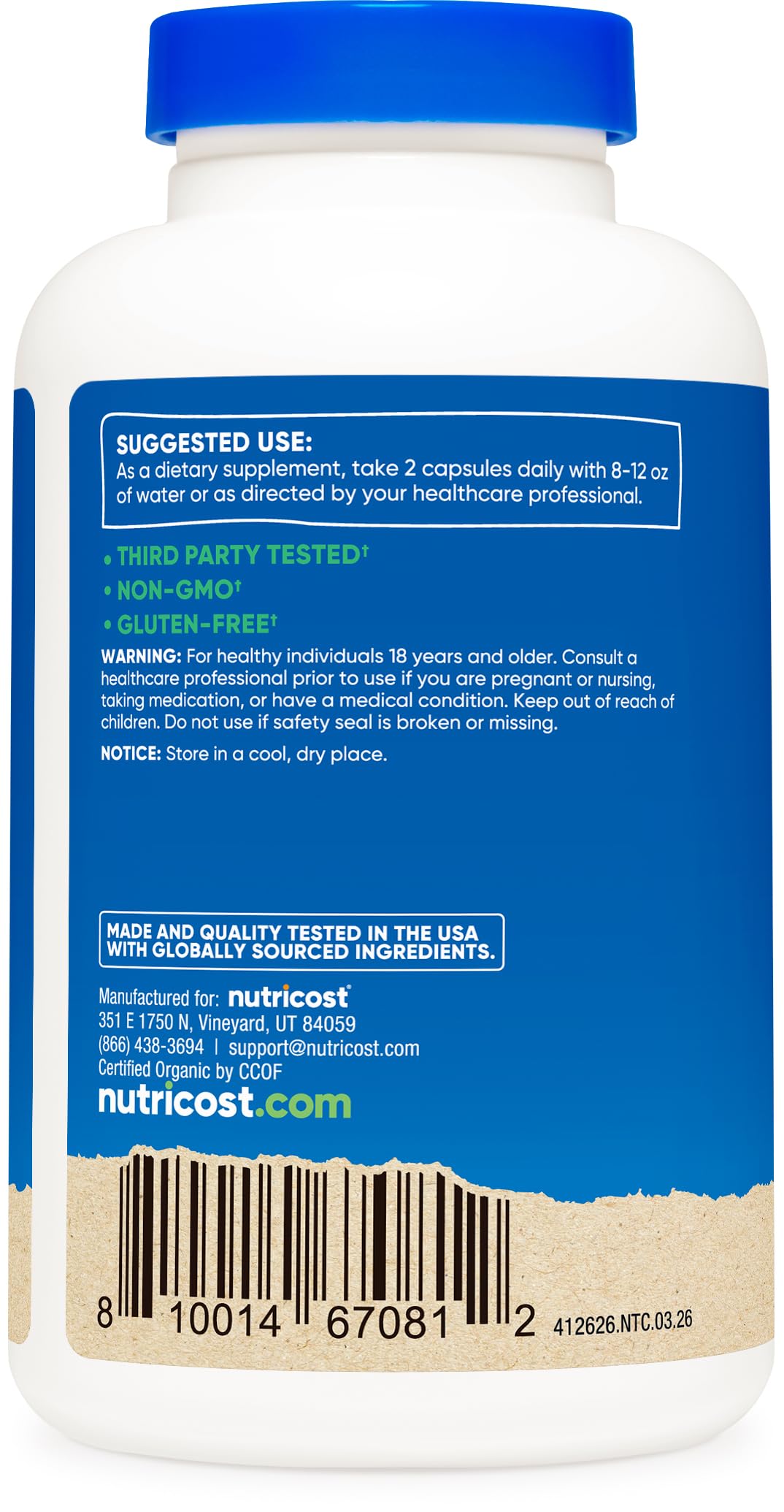 Nutricost Cordyceps Mushroom 1100mg Capsules, 180 Count
