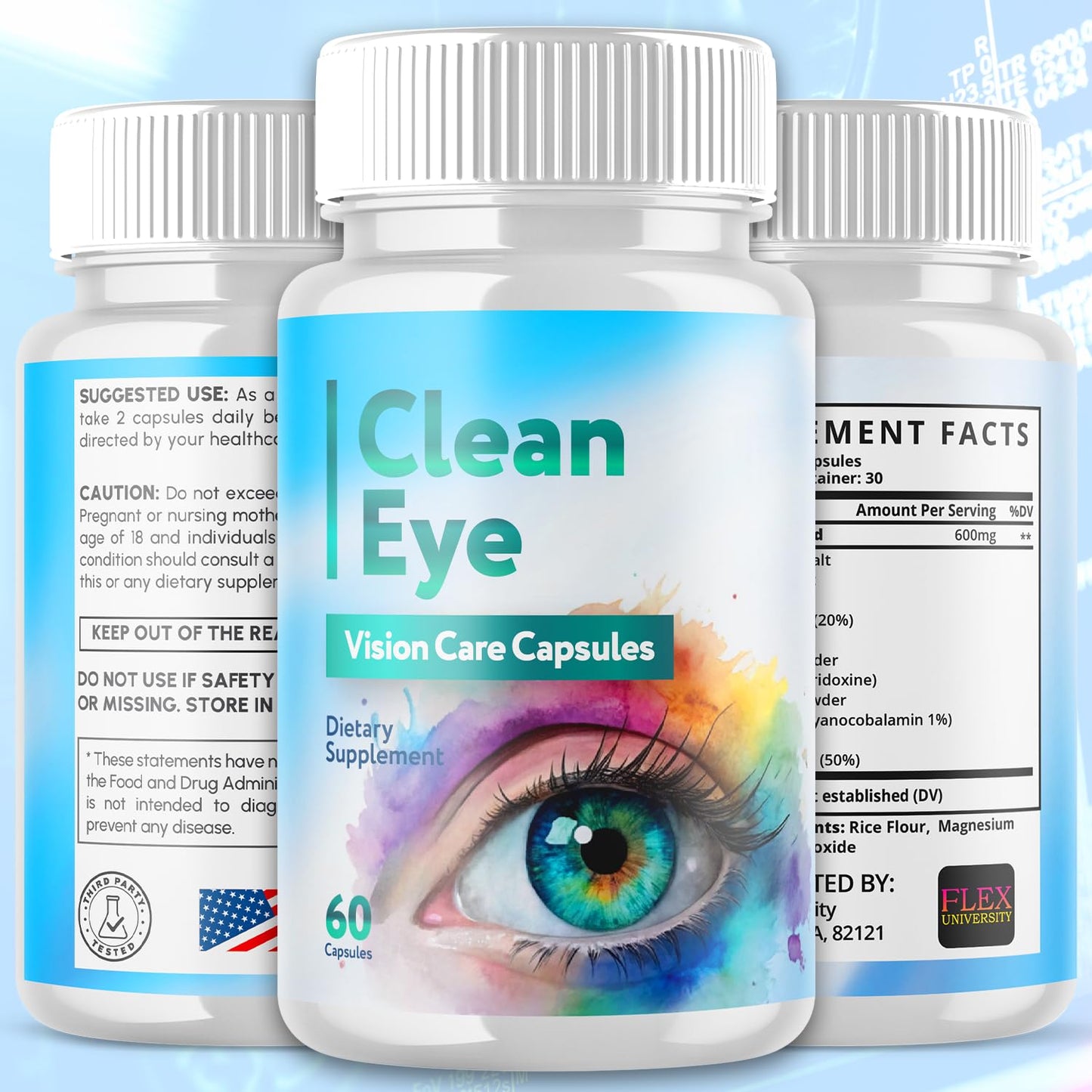 Flex University Clean Eye Vision Care Capsules, 300 Capsules