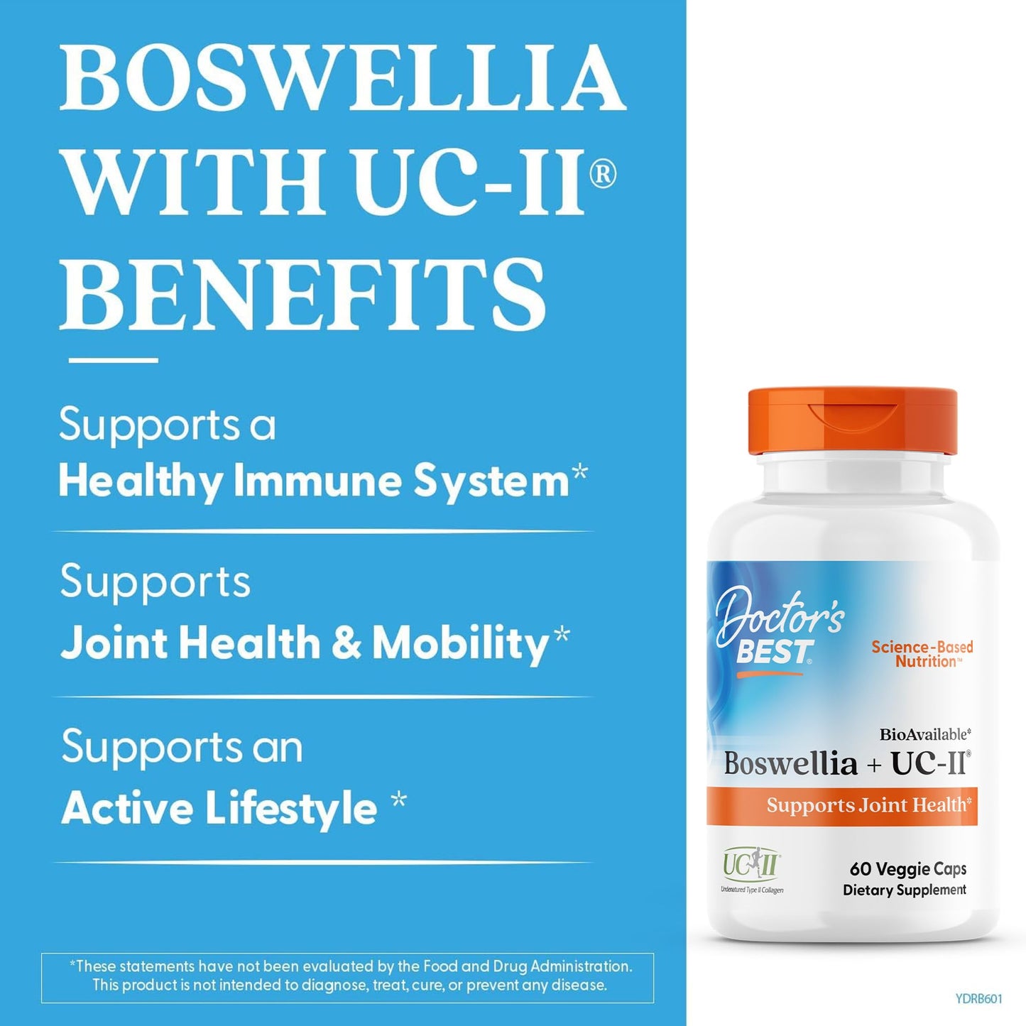 Doctor's Best Boswellia + UC-II Supplement for Men & Women, 60 Veg Capsules