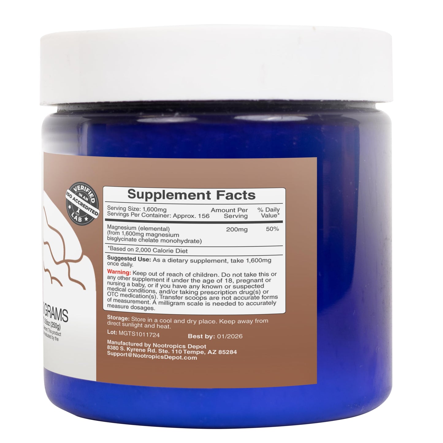 Nootropics Depot Magnesium Glycinate Powder 8.81 Ounce