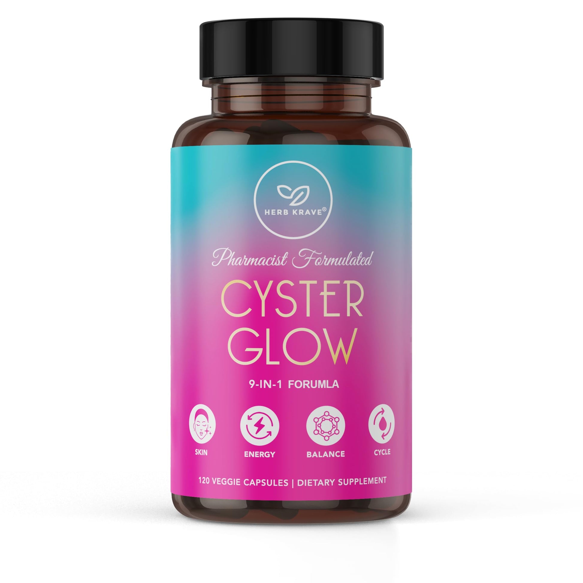 Herb Krave Cyster Glow 9-in-1 Women’s Inositol Complex – Myo & D-Chiro Inositol 40:1 – Pharmacist-Formulated Daily Wellness Support Capsules, 120 Count