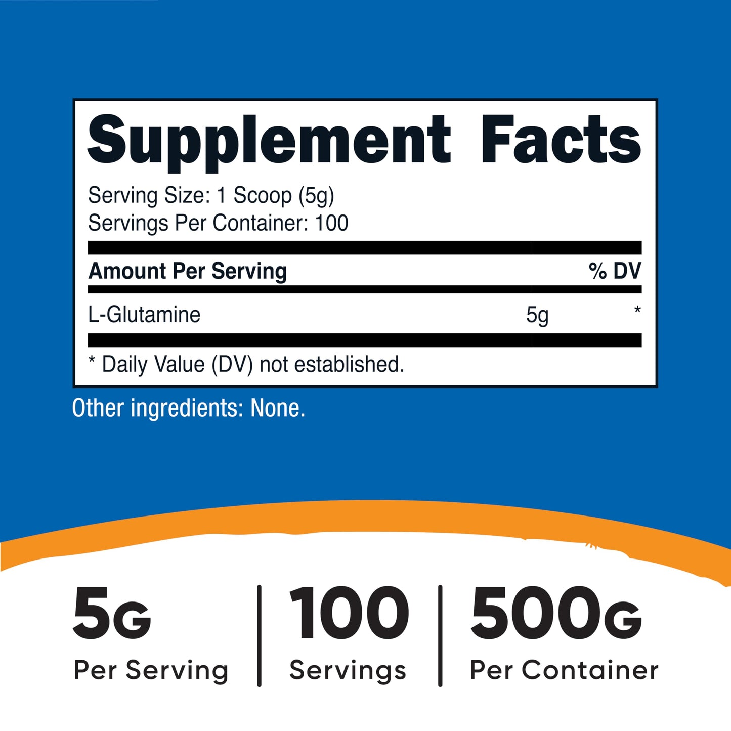 Nutricost L-Glutamine Powder 17.6 oz Unflavored GMO-Free